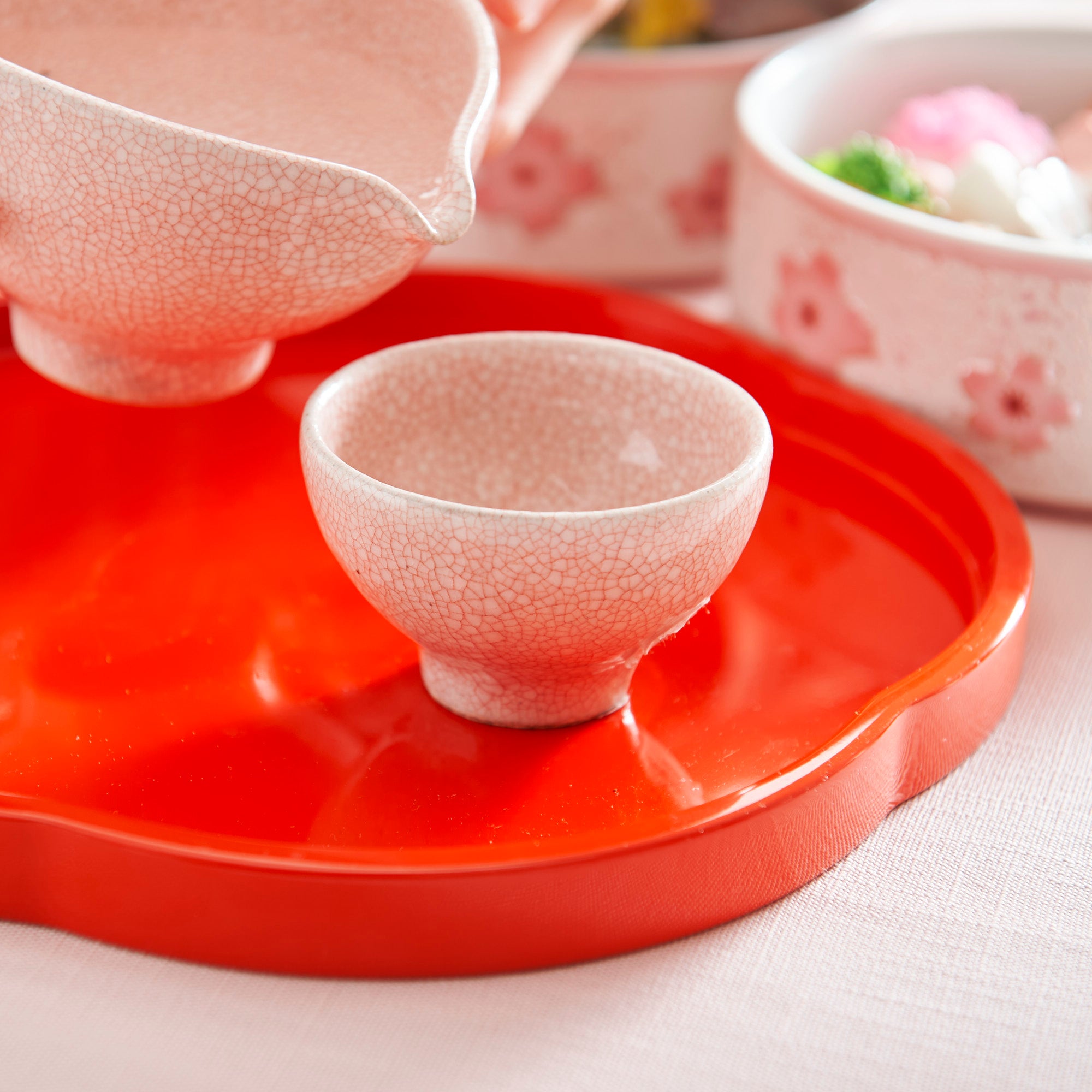 Pink Kannyu Katakuchi Sake Set