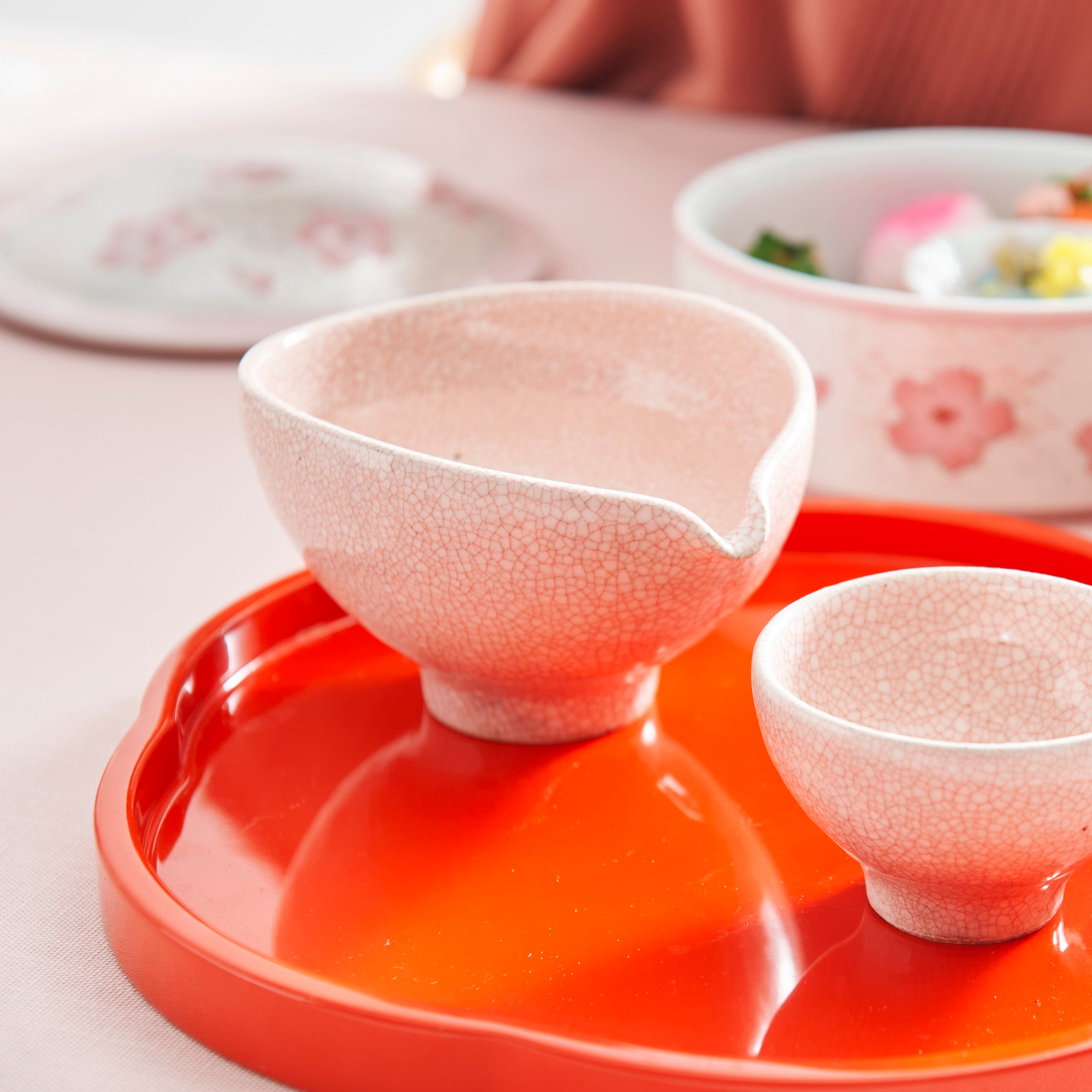 Jarra de sake Kannyu Katakuchi rosa