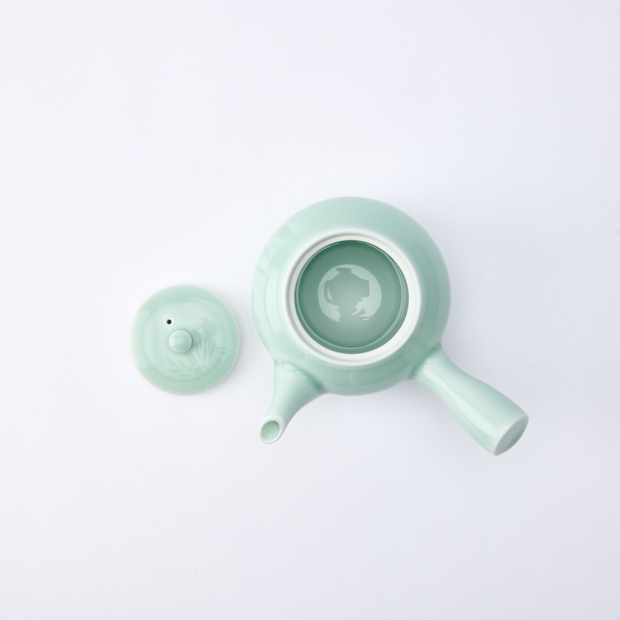 Slender Bamboo Celadon Japanese Teapot