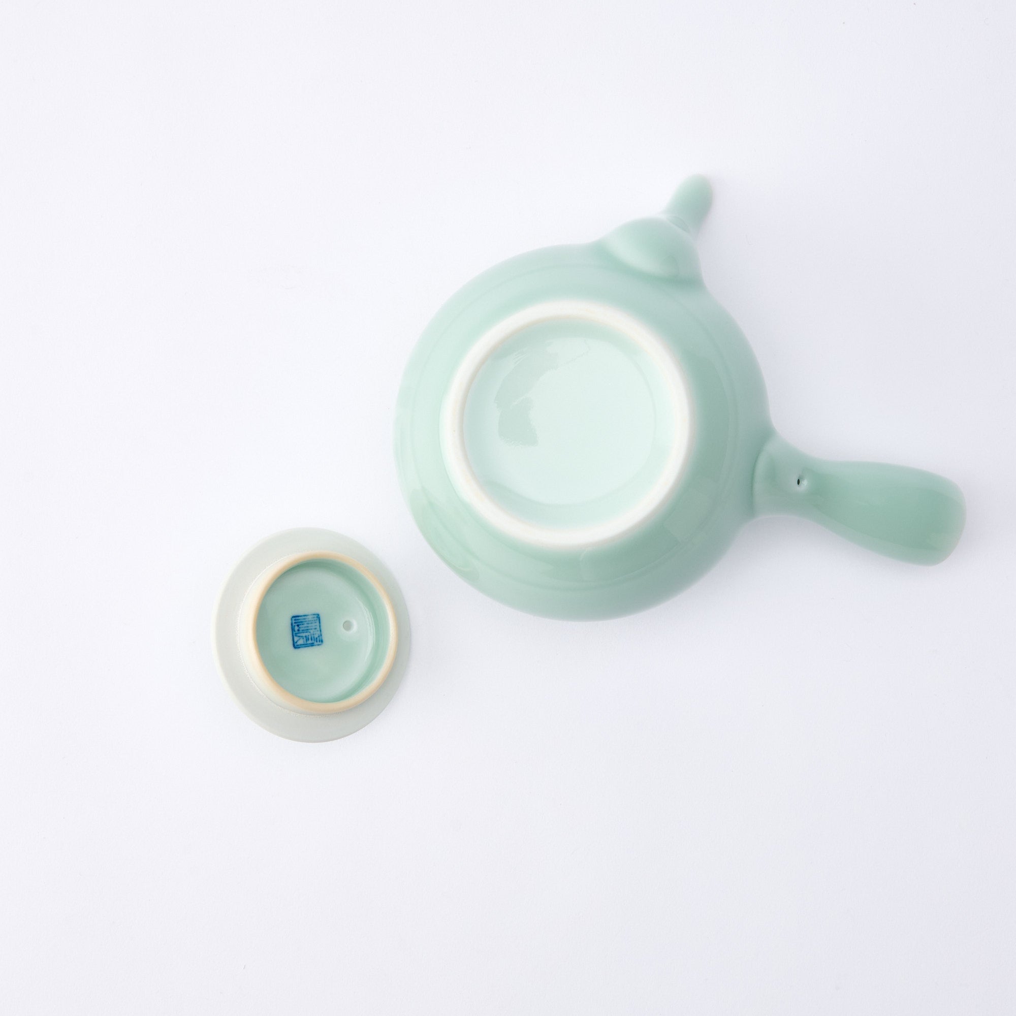 Slender Bamboo Celadon Japanese Teapot