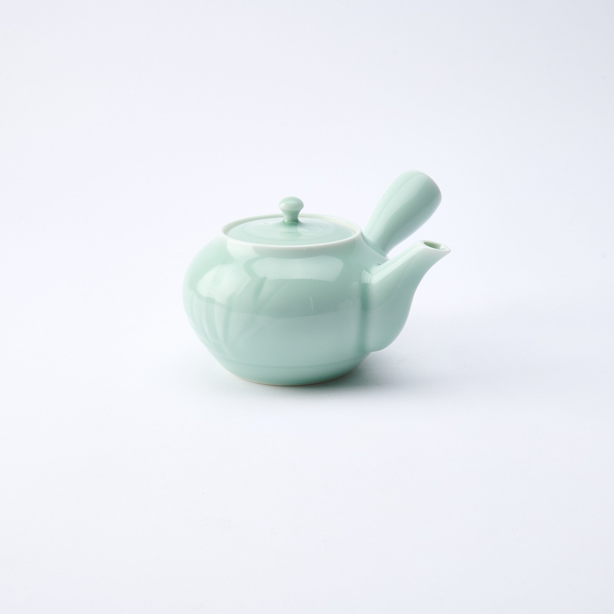 Slender Bamboo Celadon Japanese Teapot