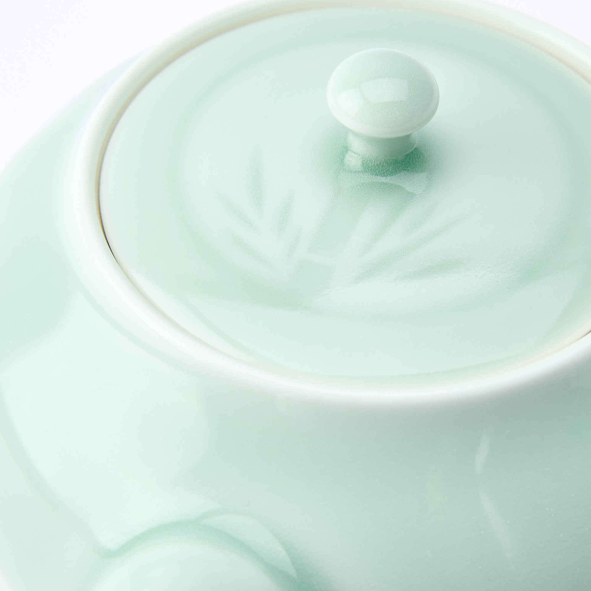 Slender Bamboo Celadon Japanese Teapot