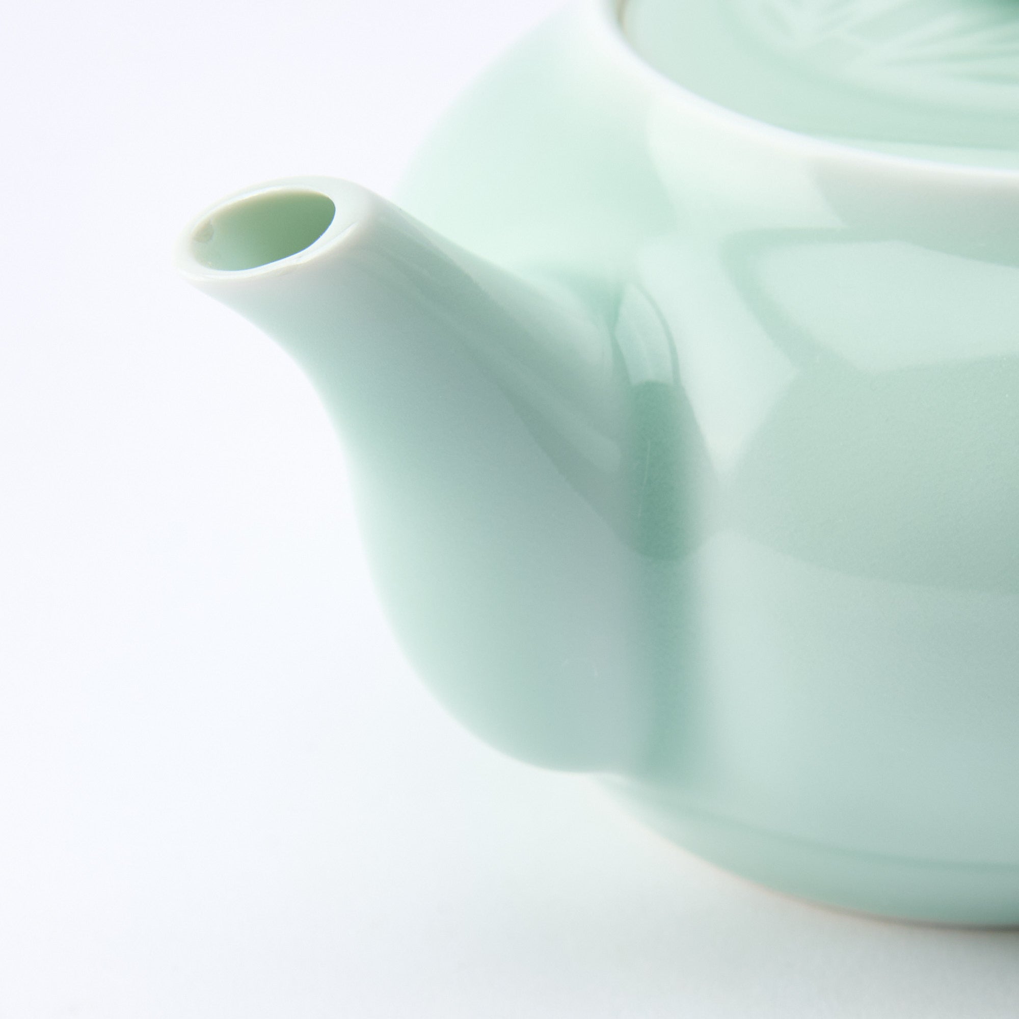 Slender Bamboo Celadon Japanese Teapot