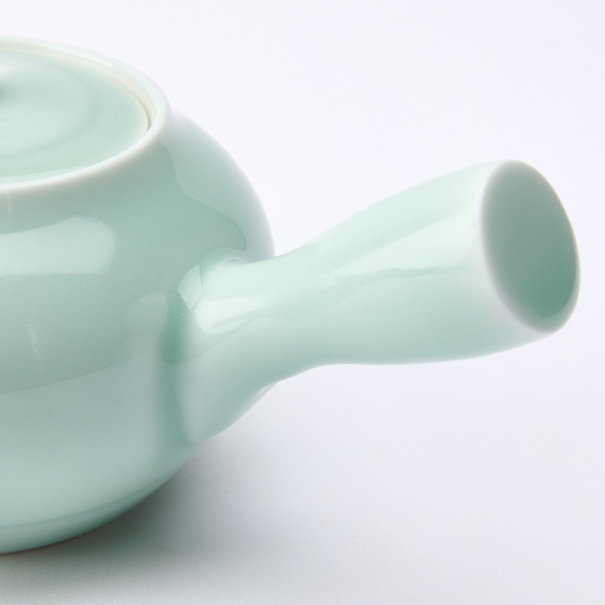 Slender Bamboo Celadon Japanese Teapot