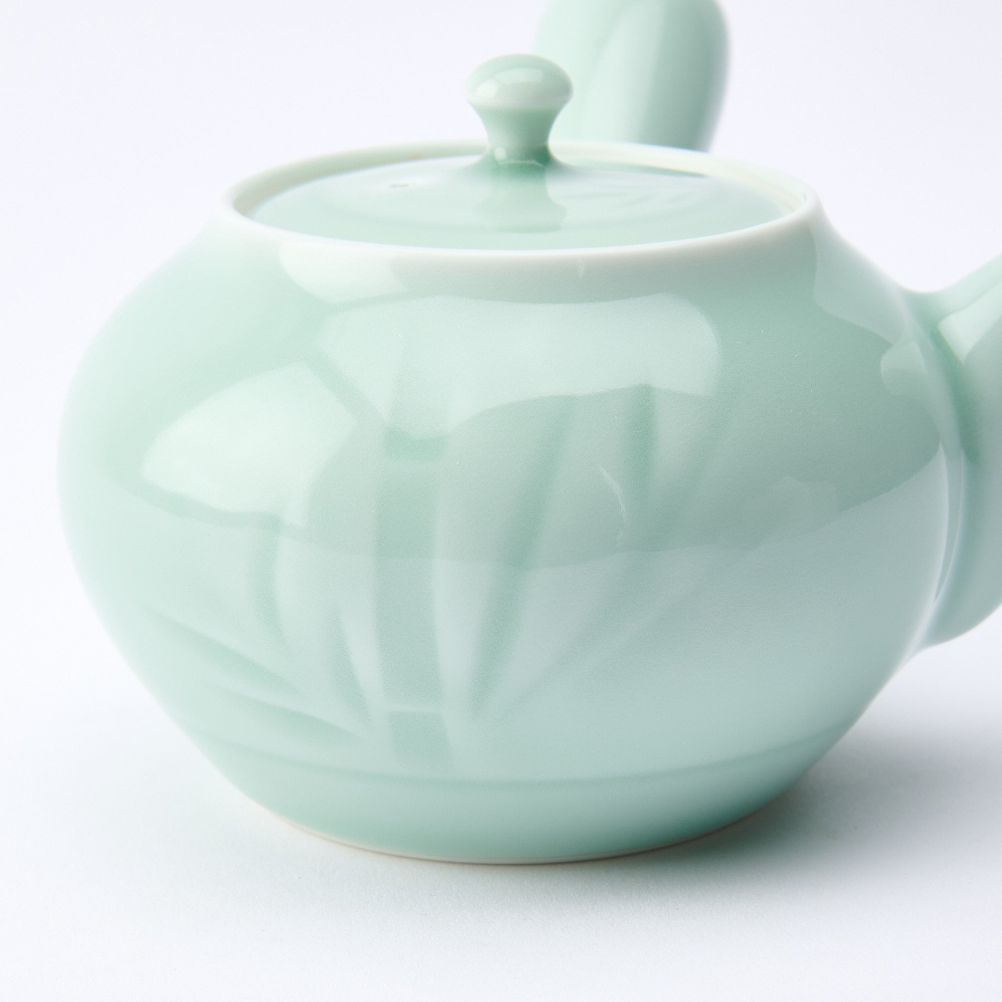 Slender Bamboo Celadon Japanese Teapot