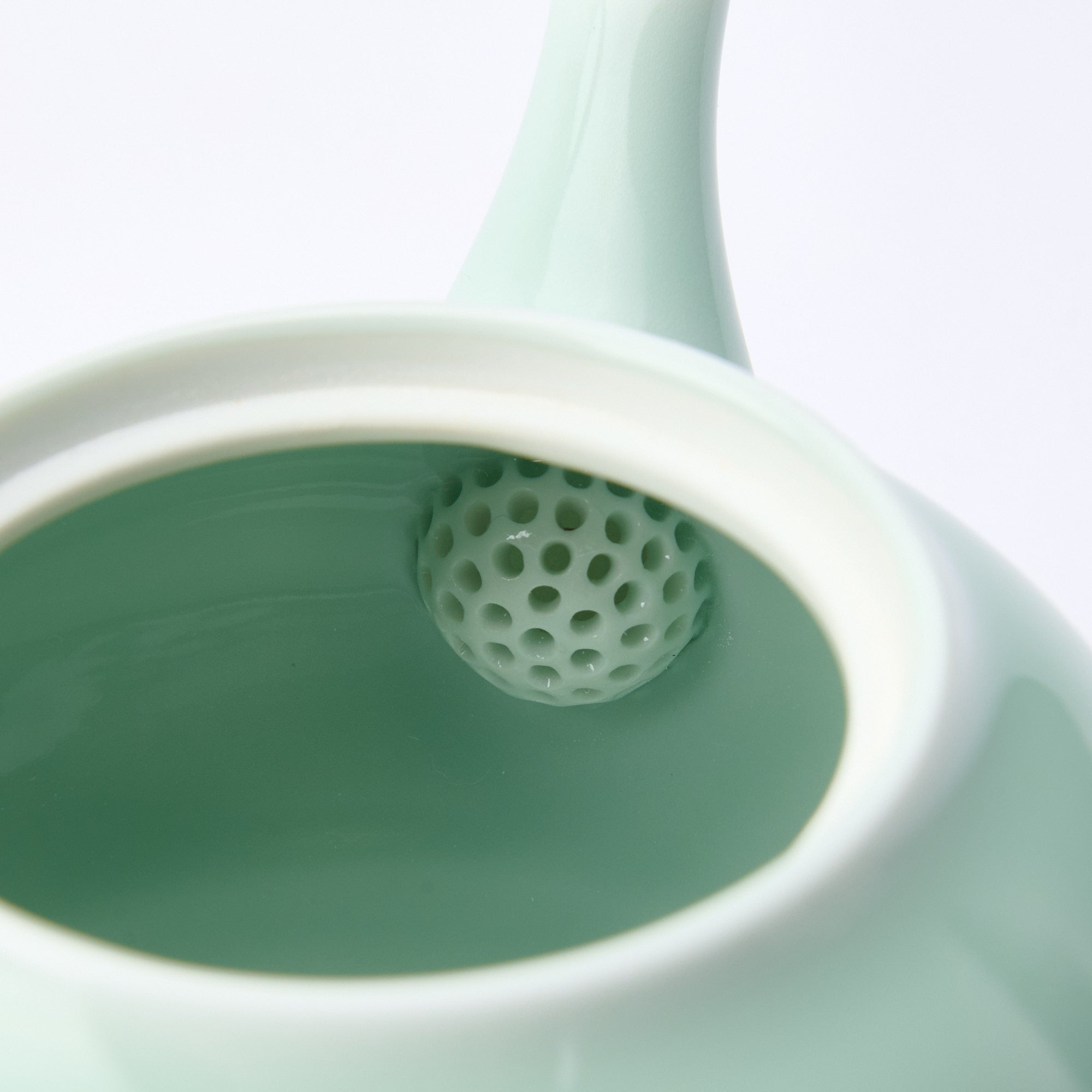 Slender Bamboo Celadon Japanese Teapot