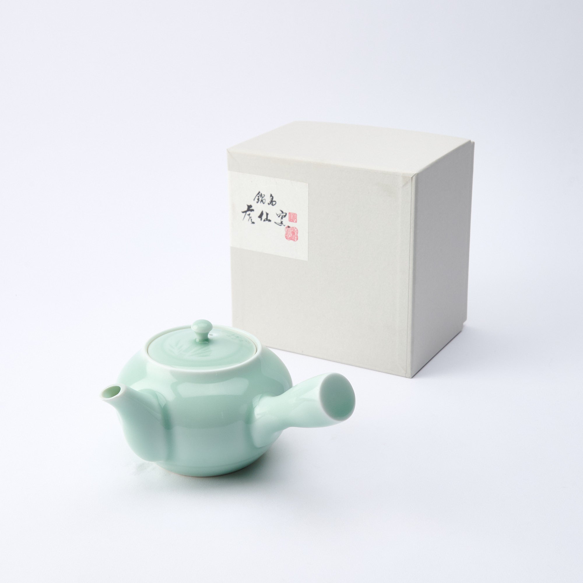 Slender Bamboo Celadon Japanese Teapot