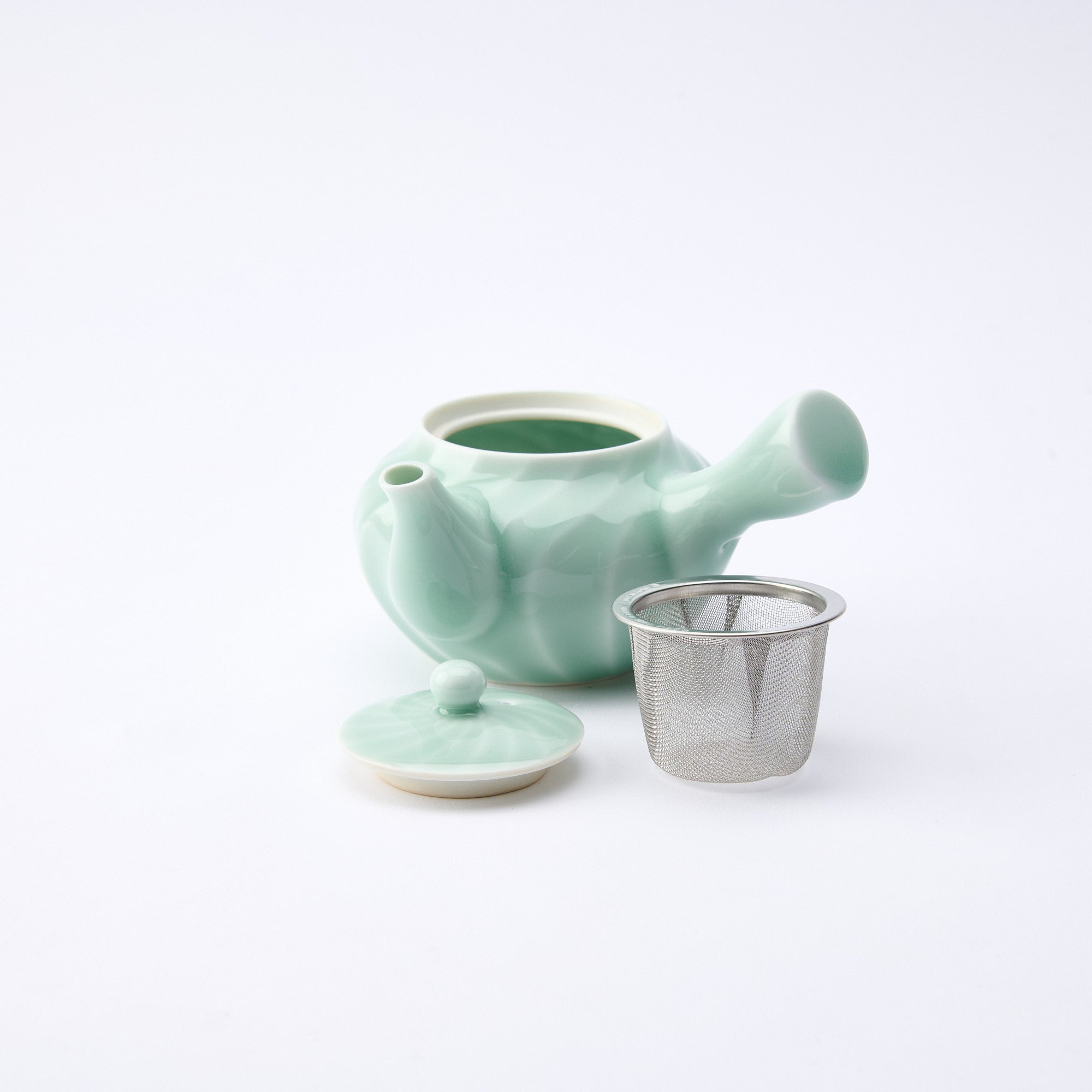 Twist Pattern Celadon Japanese Teapot