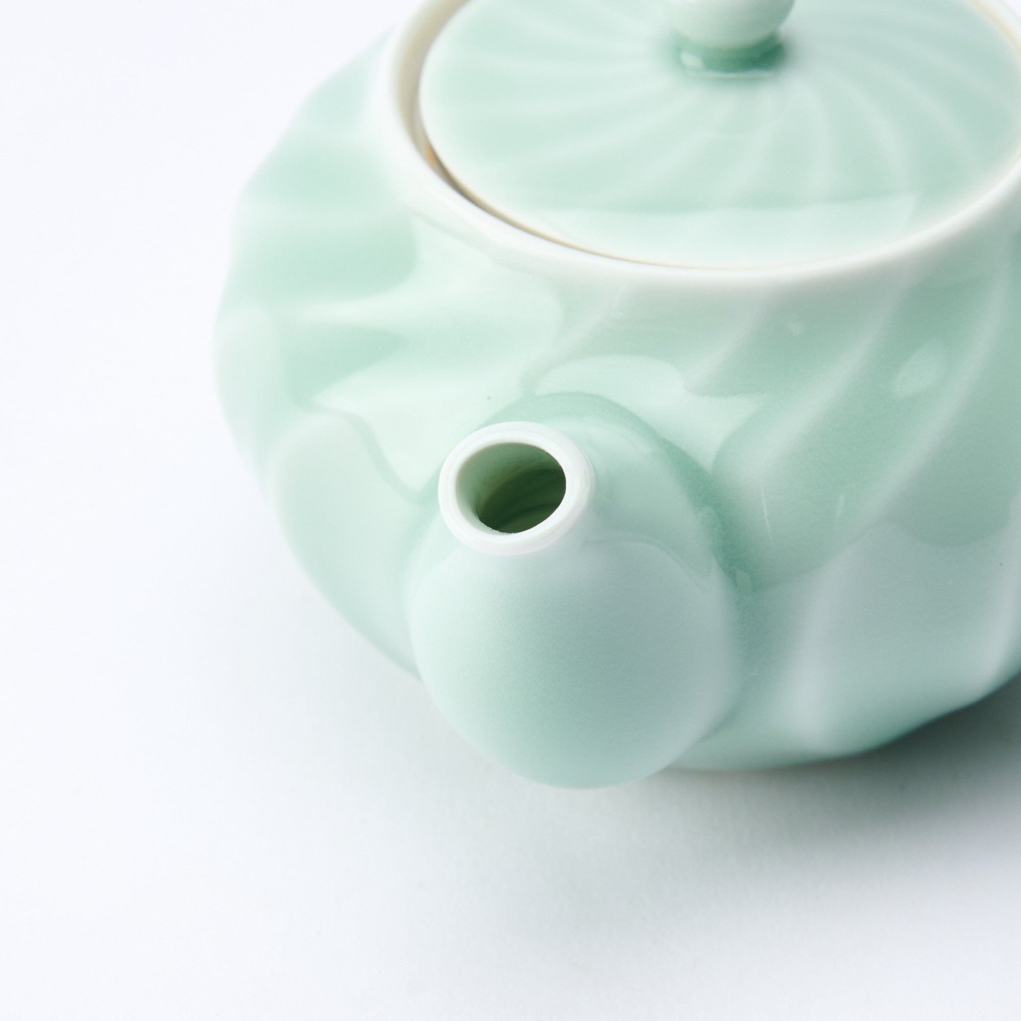 Twist Pattern Celadon Japanese Teapot