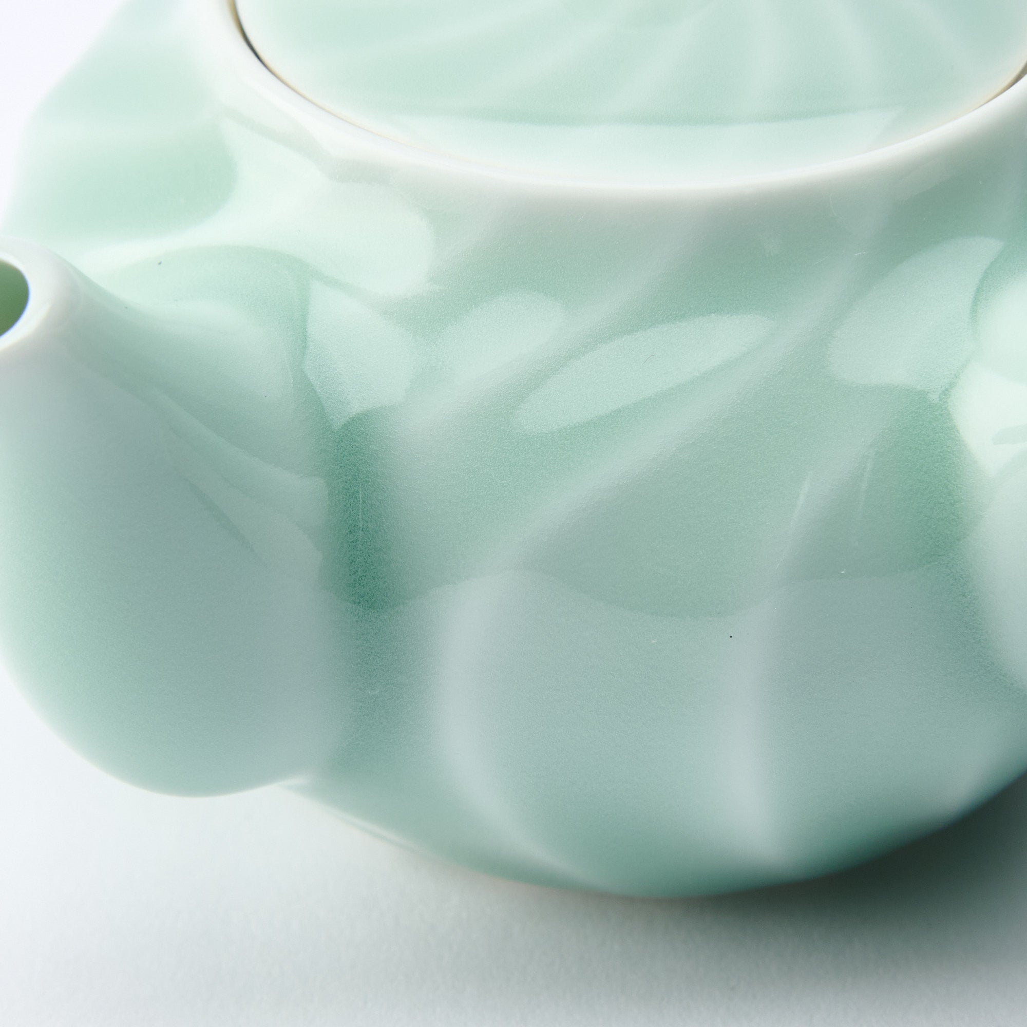Twist Pattern Celadon Japanese Teapot
