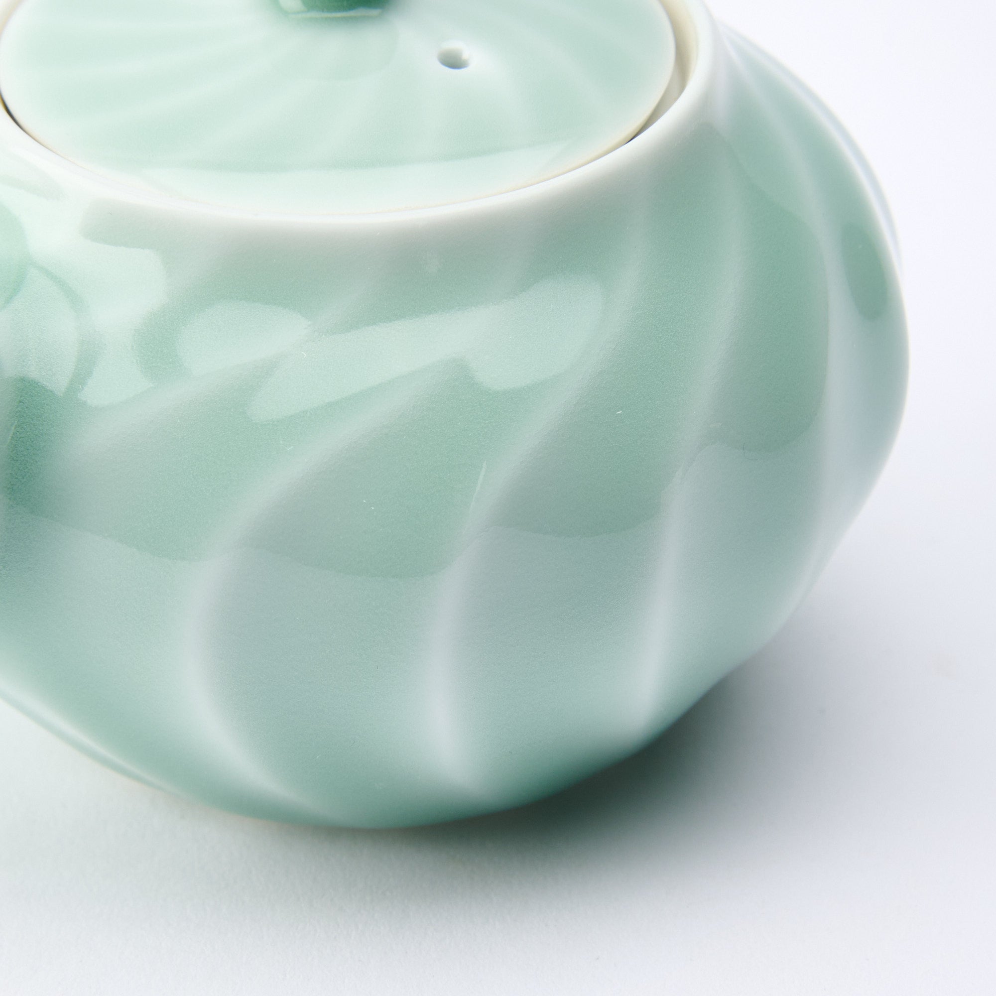Twist Pattern Celadon Japanese Teapot