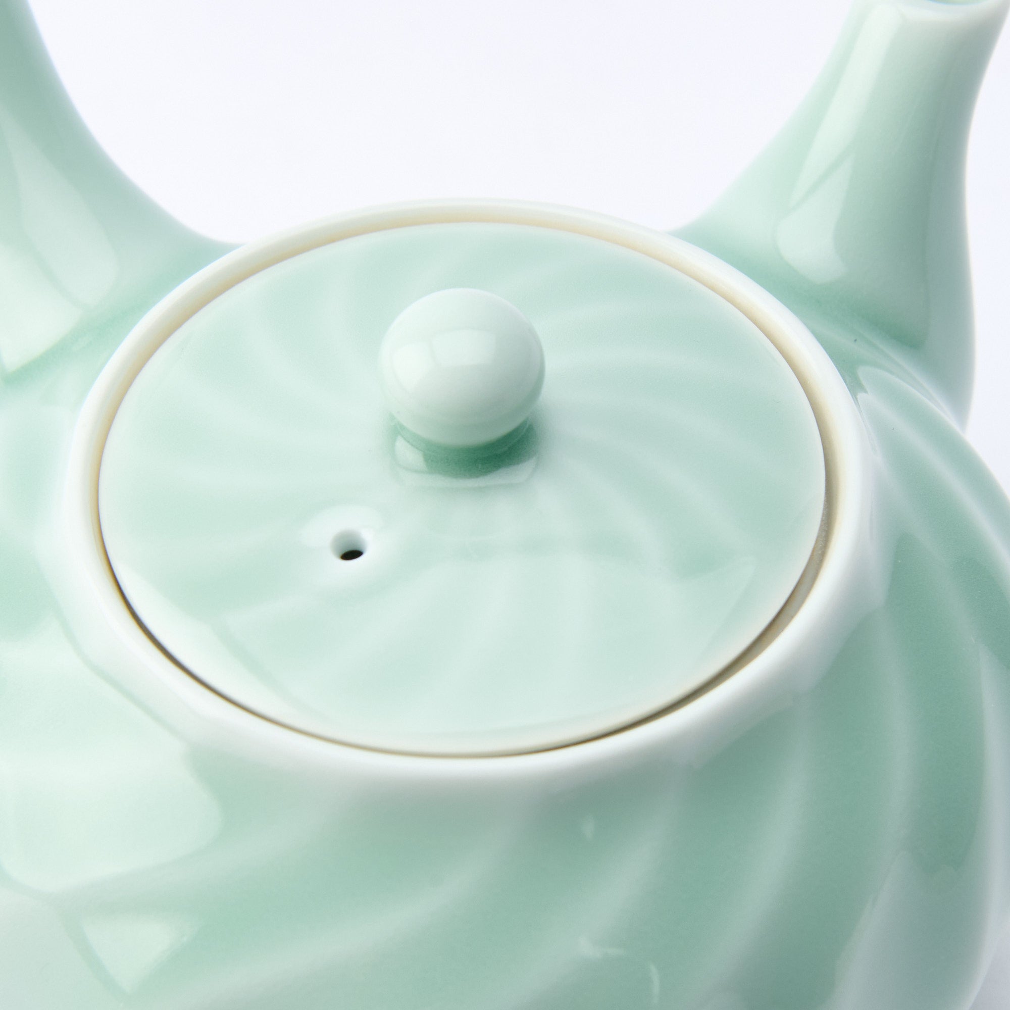 Twist Pattern Celadon Japanese Teapot