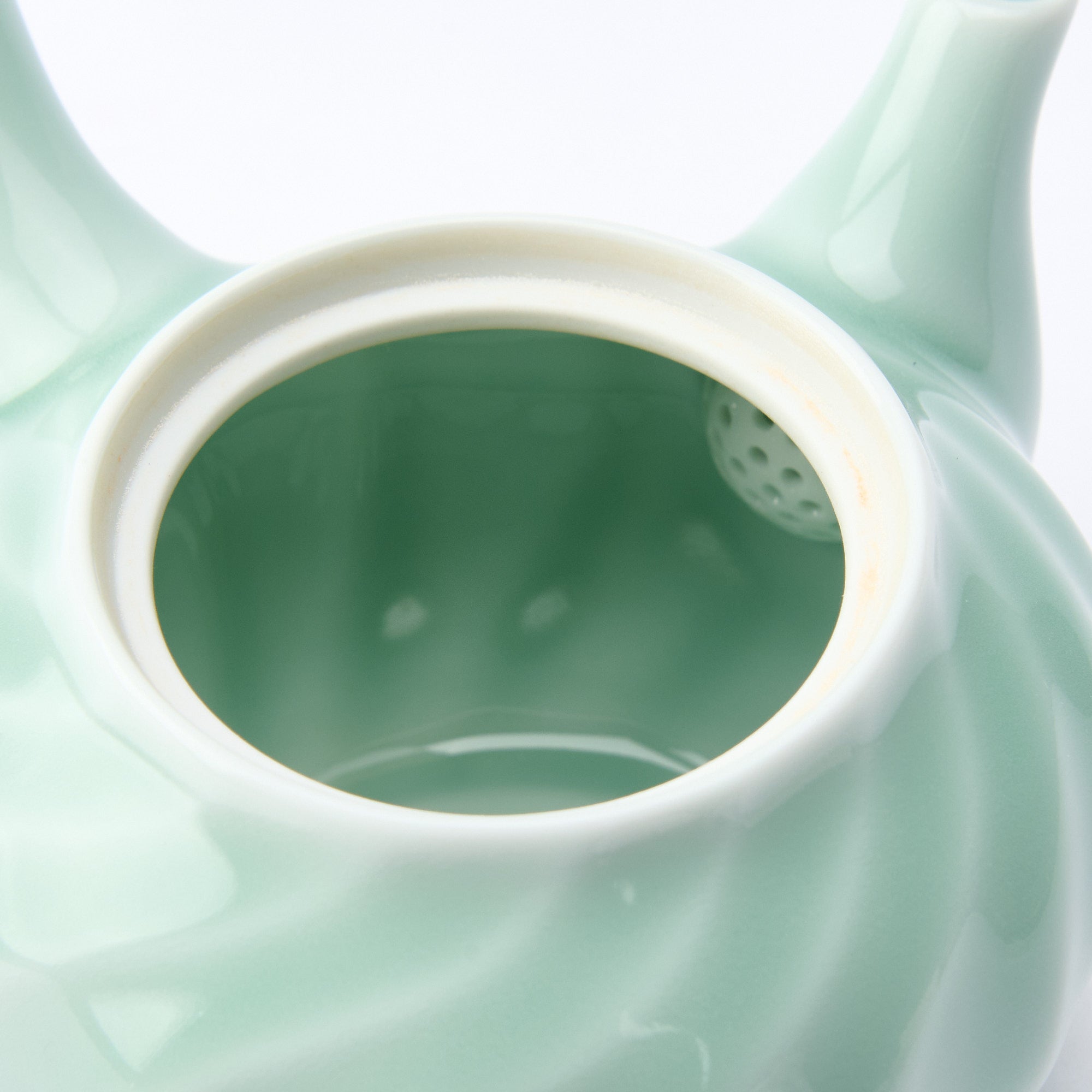 Twist Pattern Celadon Japanese Teapot