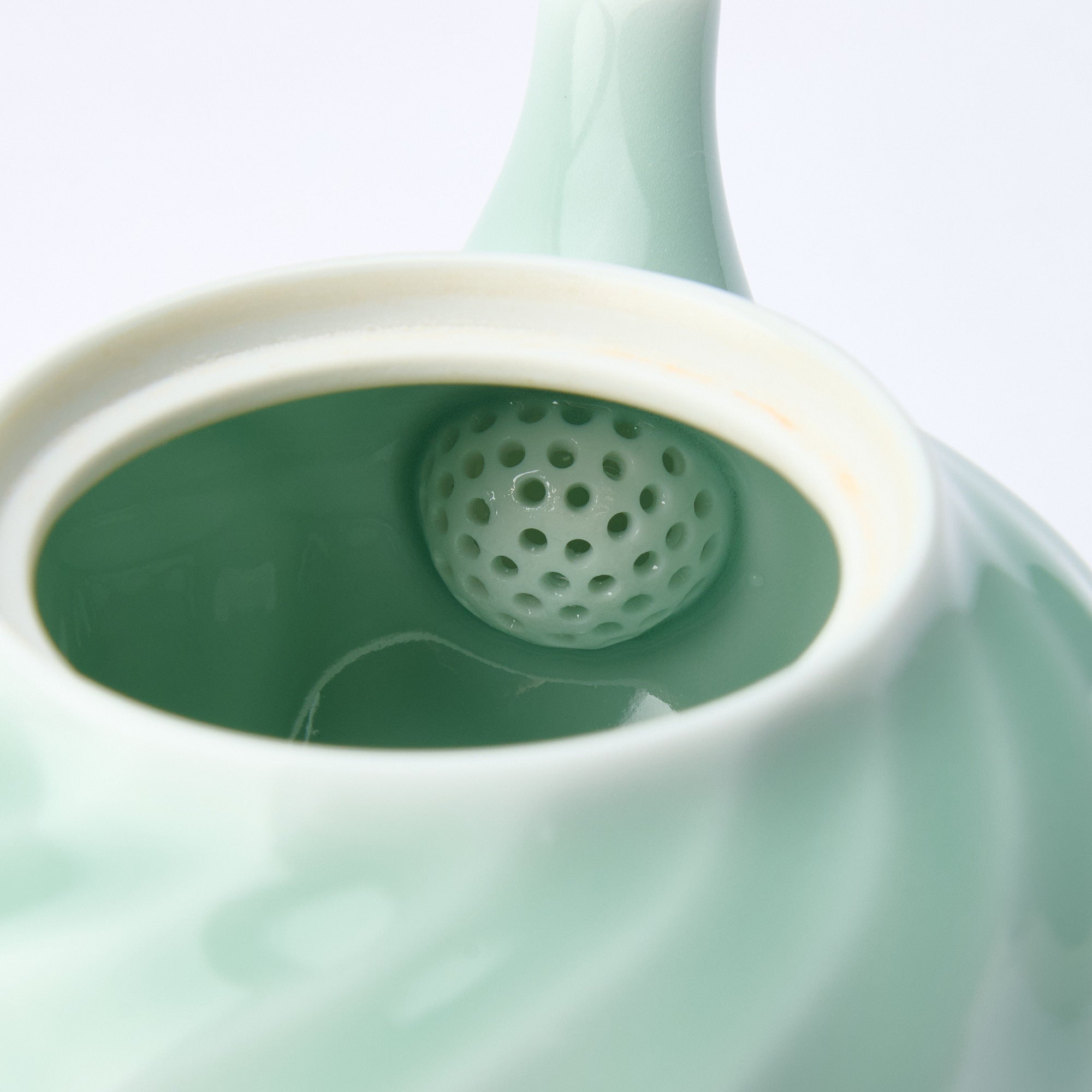 Twist Pattern Celadon Japanese Teapot