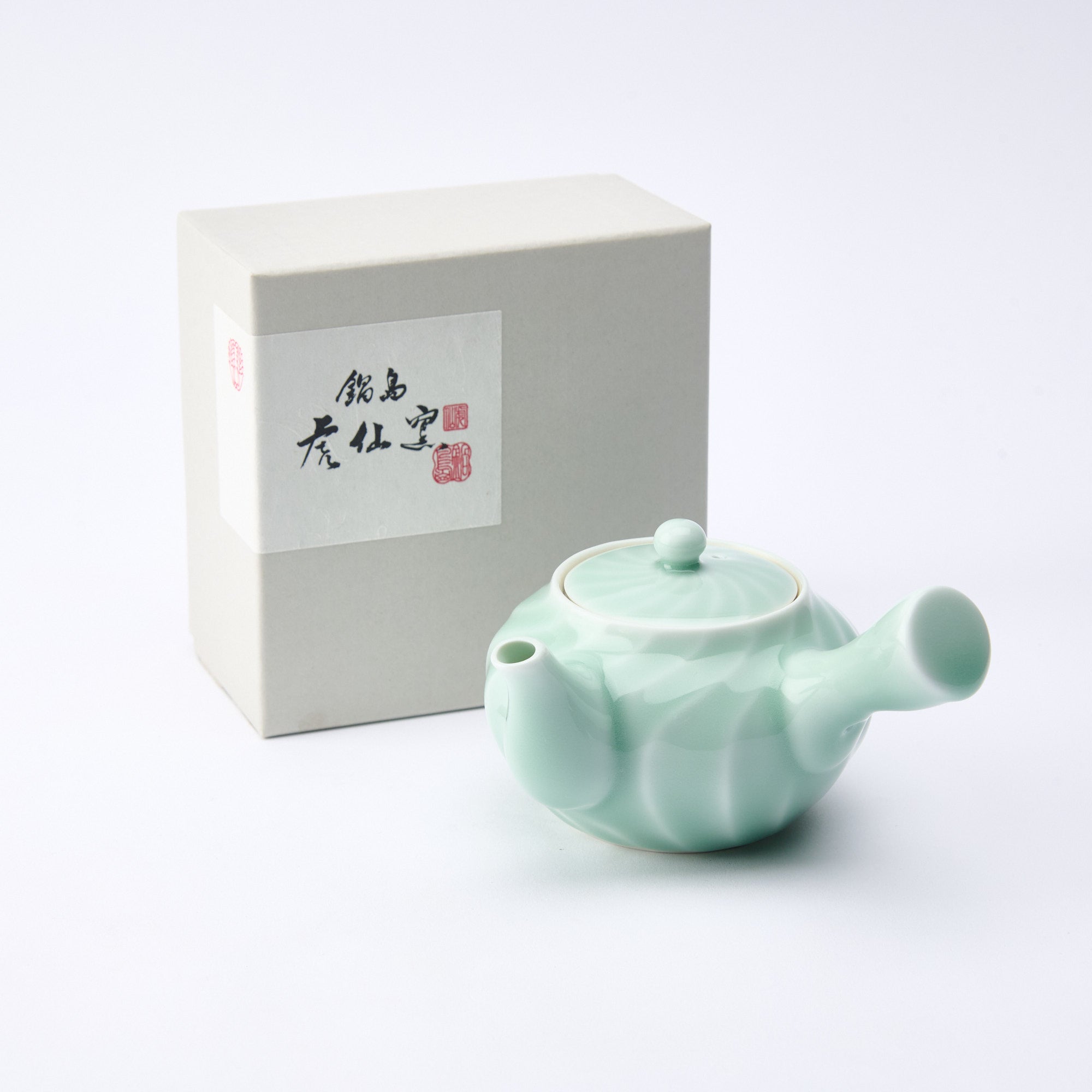 Twist Pattern Celadon Japanese Teapot