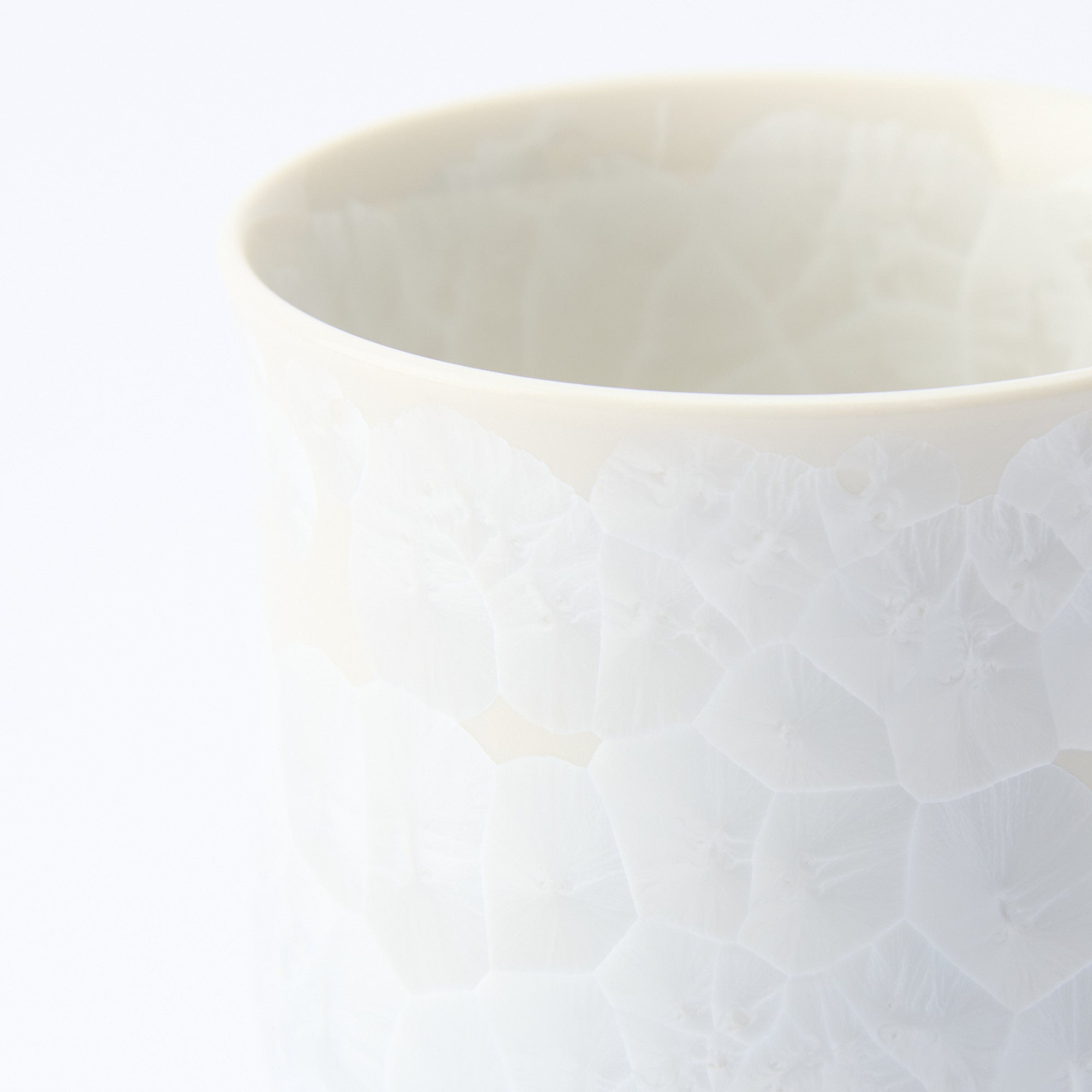 Blue Floral Crystalline Yunomi Japanese Teacup