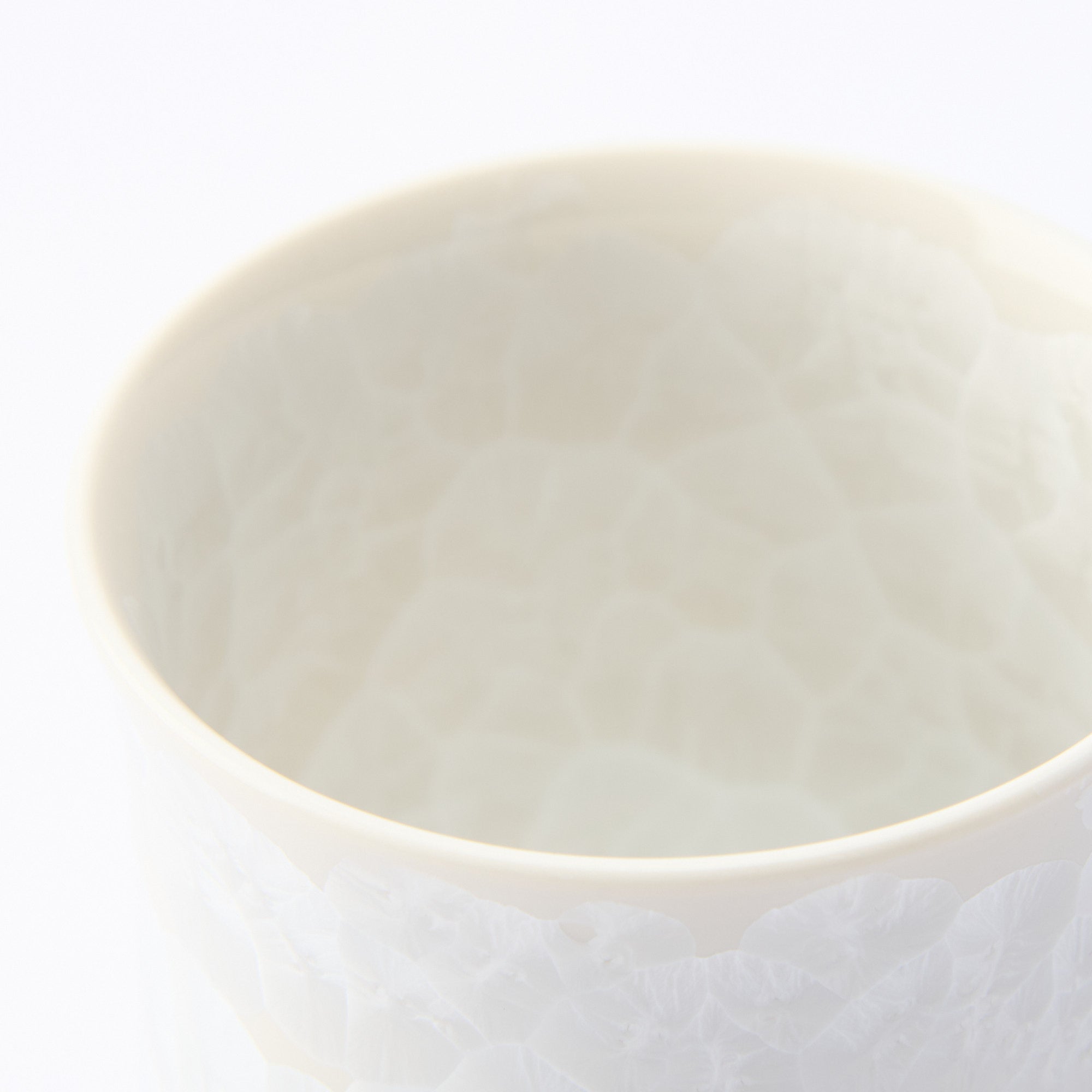 Blue Floral Crystalline Yunomi Japanese Teacup