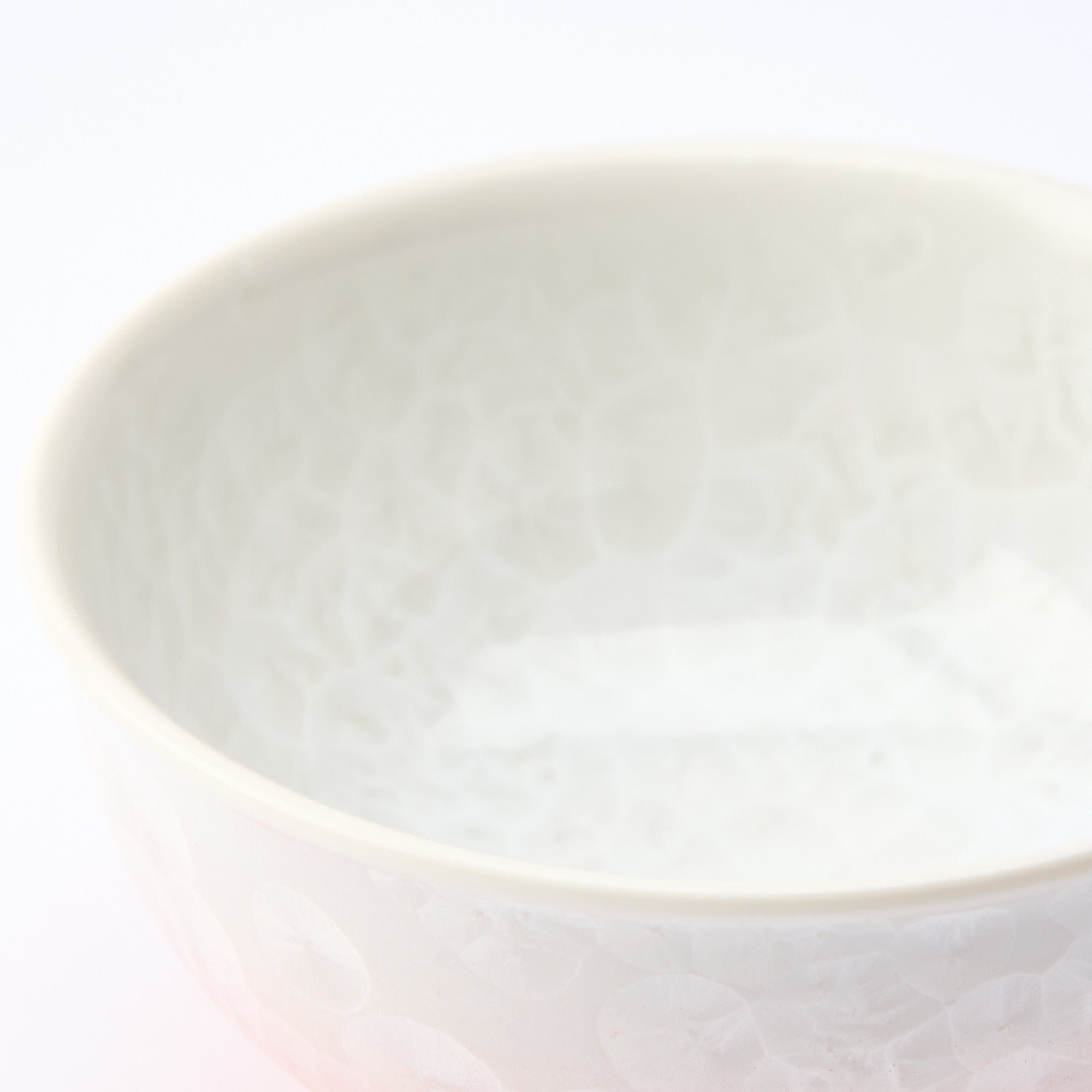 Pink Floral Crystalline Japanese Rice Bowl