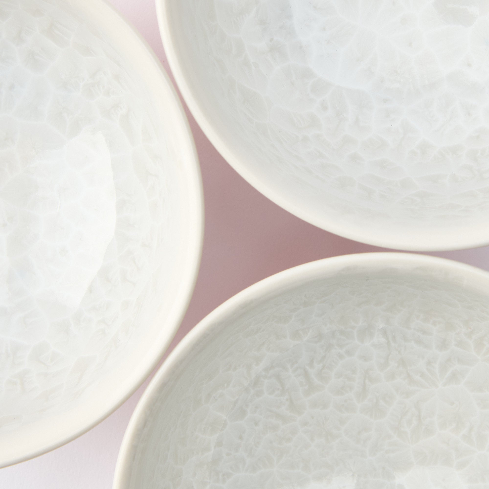 Pink Floral Crystalline Japanese Rice Bowl