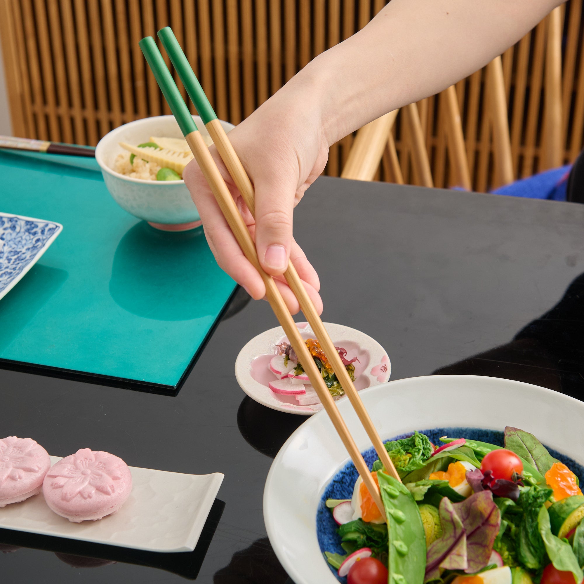 Colorful Handle Bamboo Cooking Chopsticks