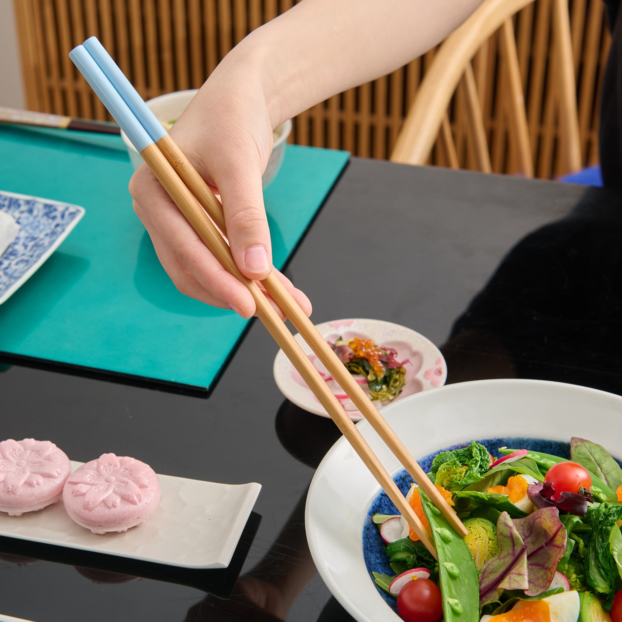 Colorful Handle Bamboo Cooking Chopsticks