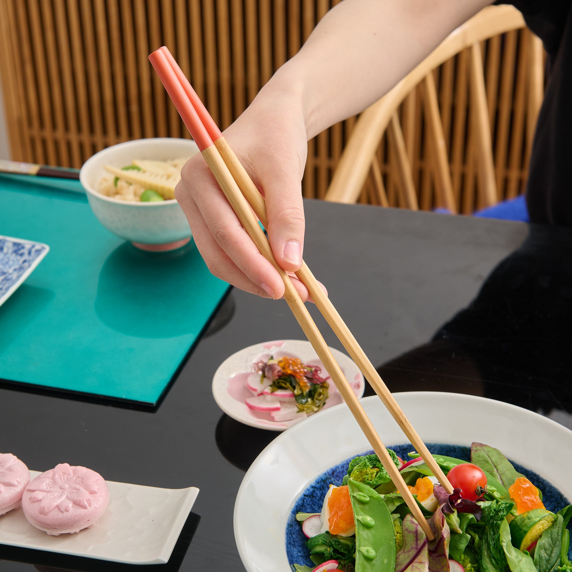 Colorful Handle Bamboo Cooking Chopsticks