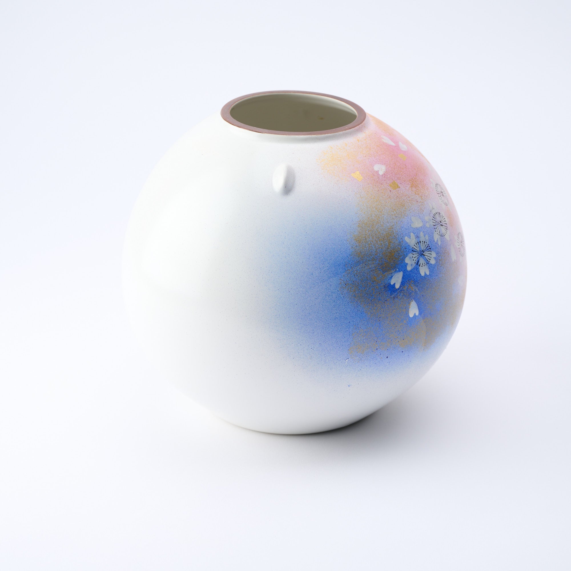 Jarrón japonés Flower Dance Kutani de 19,5 cm (7,7 pulgadas)