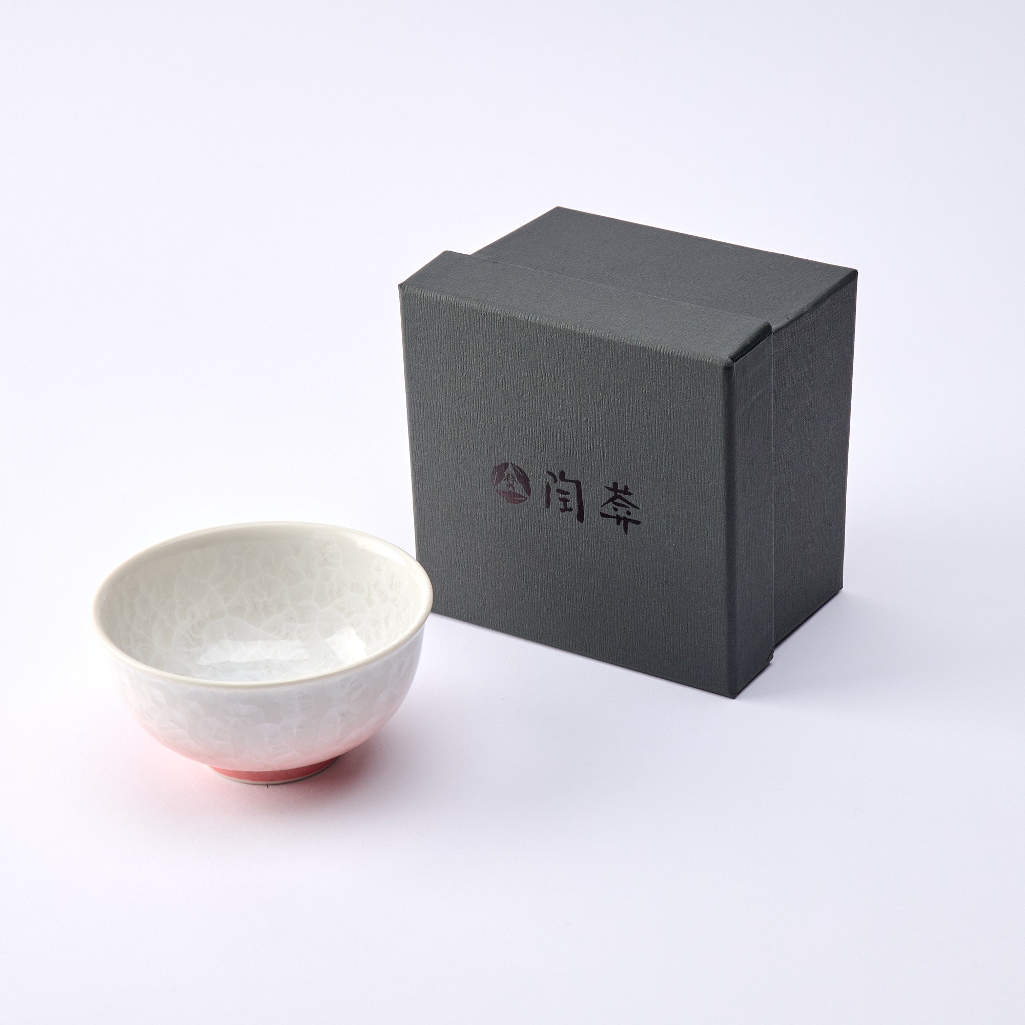 Pink Floral Crystalline Japanese Rice Bowl