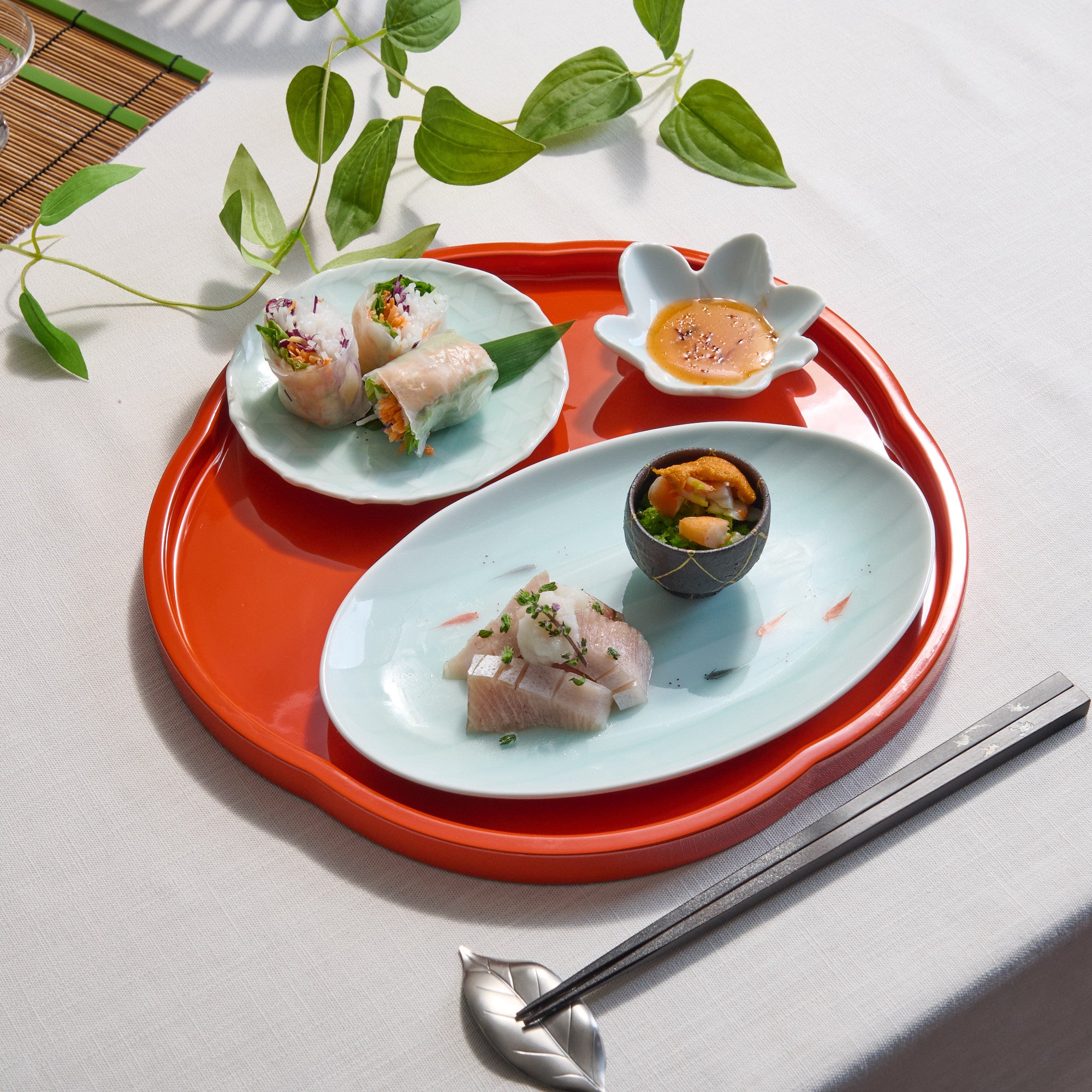 Red Plum-Shaped Serving Tray 11.6 IN