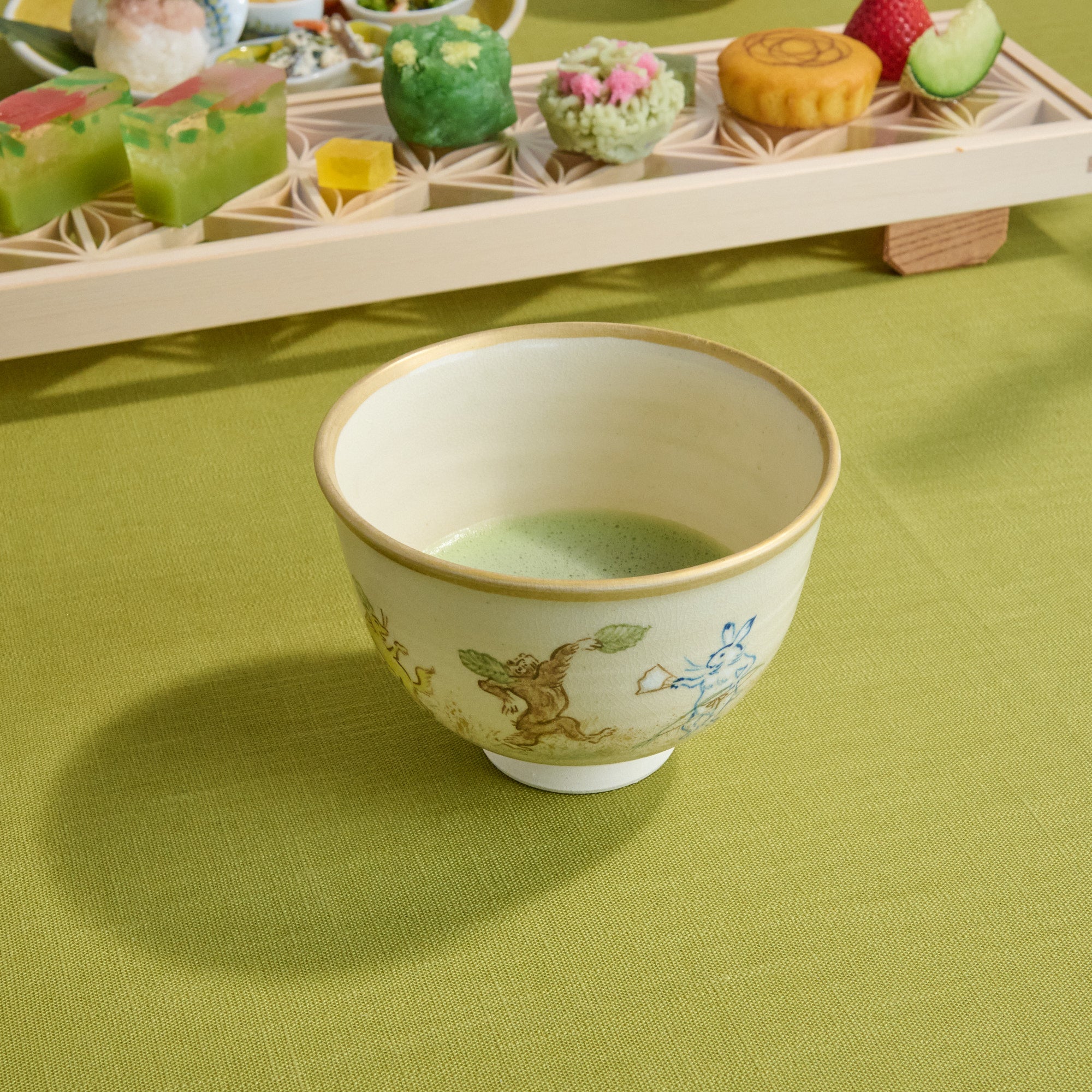 Tosen Kiln Kozan-ji Temple Choju Giga Kiyomizu Ware Matcha Bowl