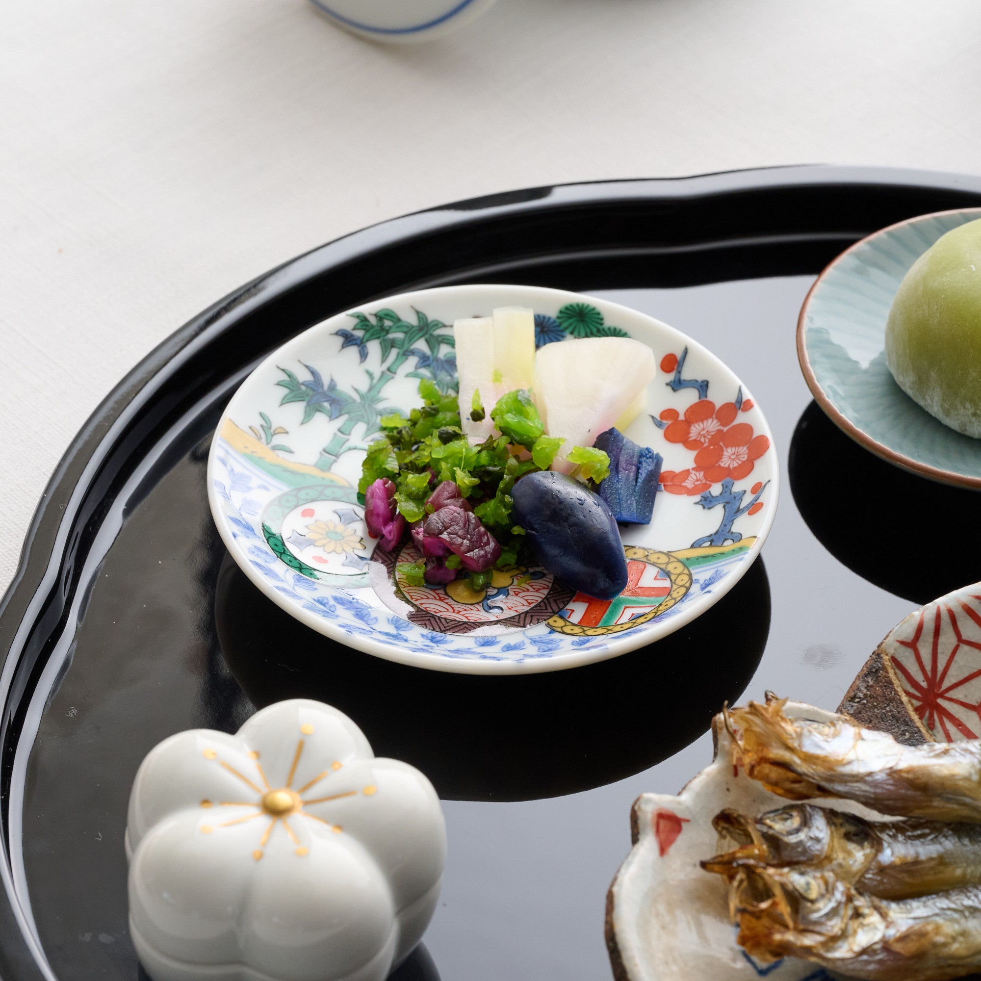 Kutani Art Heritage Designs Sauce Plate Set