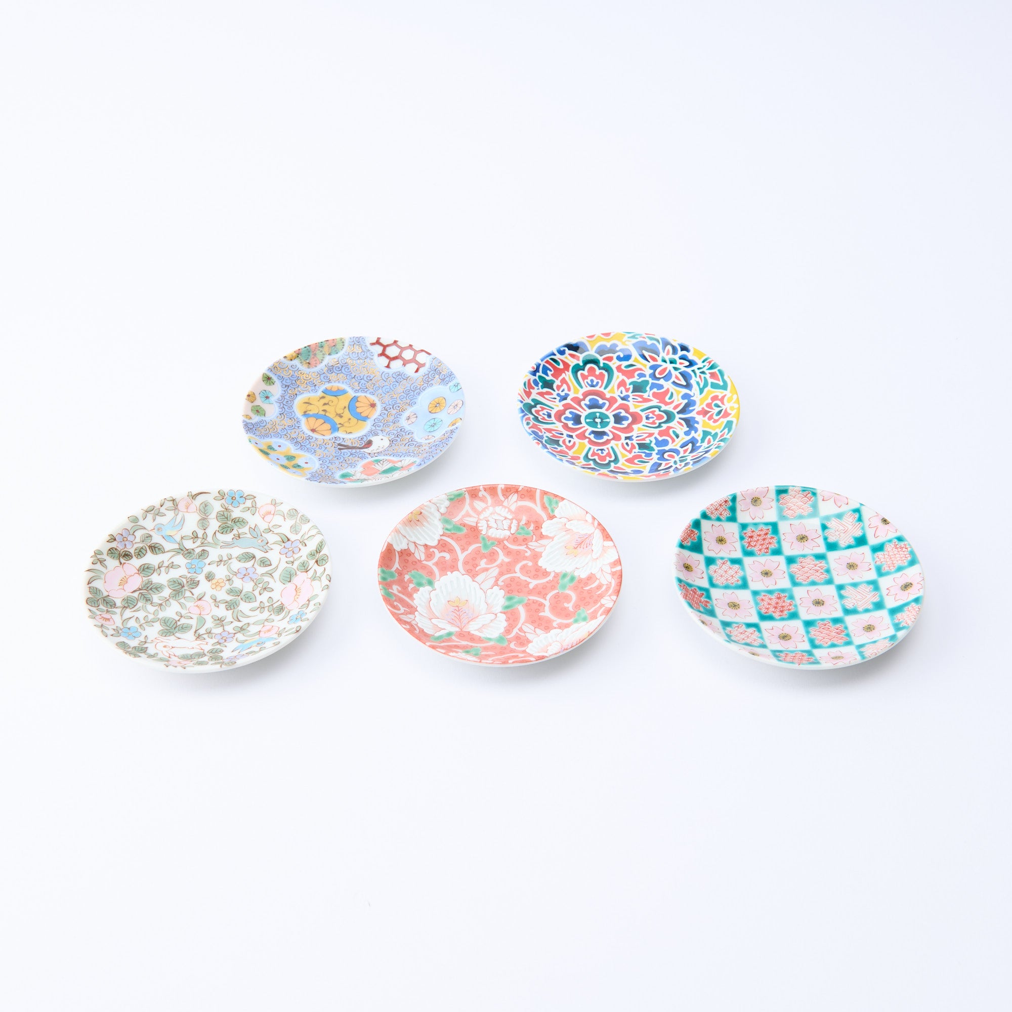 Kutani Art Floral Sauce Plate Set