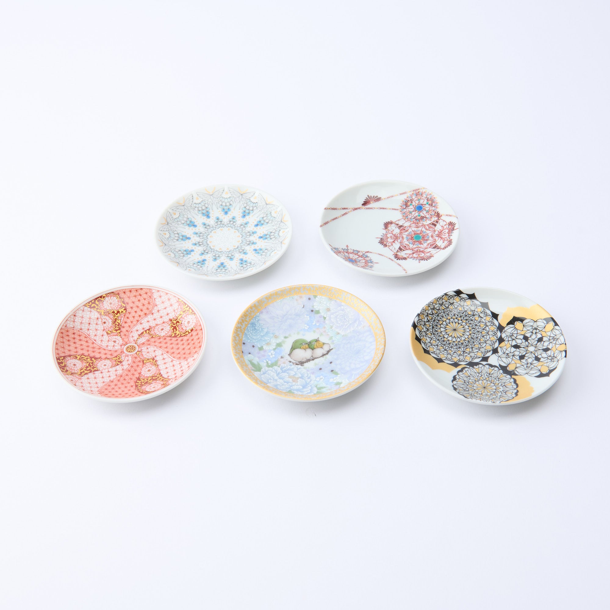 Kutani Art Colorful Saibyo Sauce Plate Set