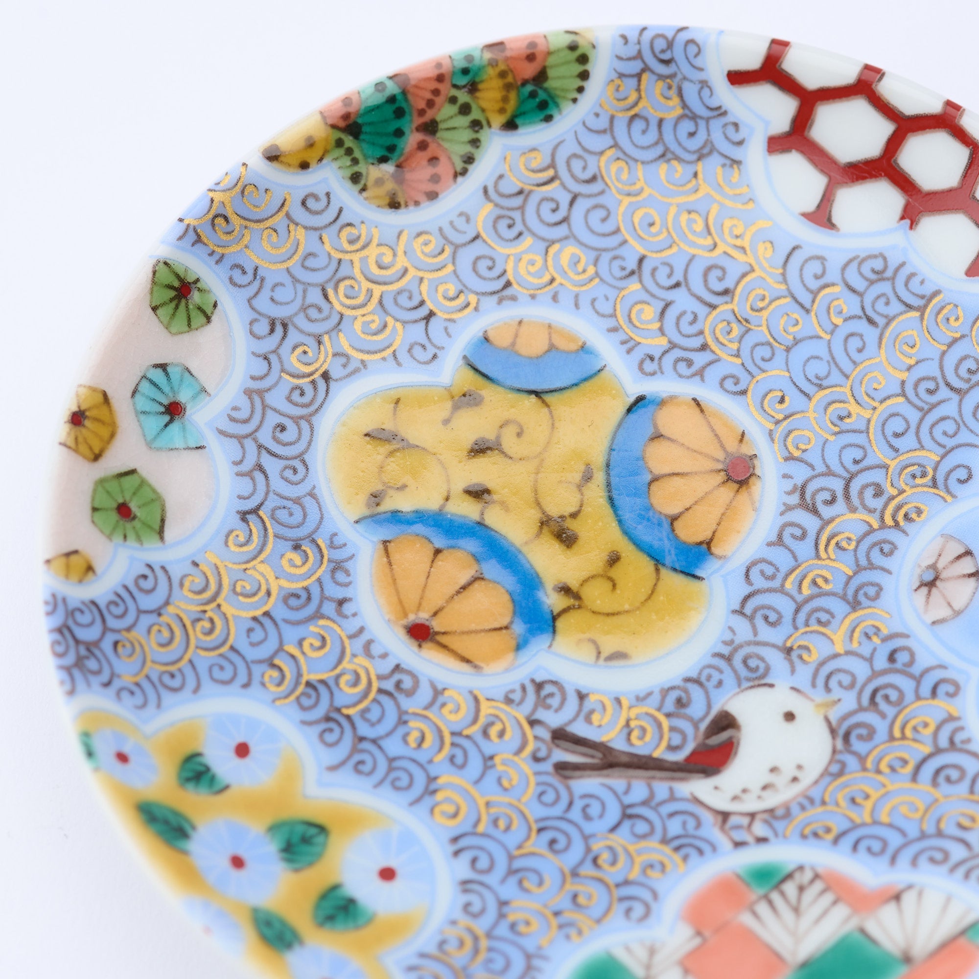Kutani Art Floral Sauce Plate Set