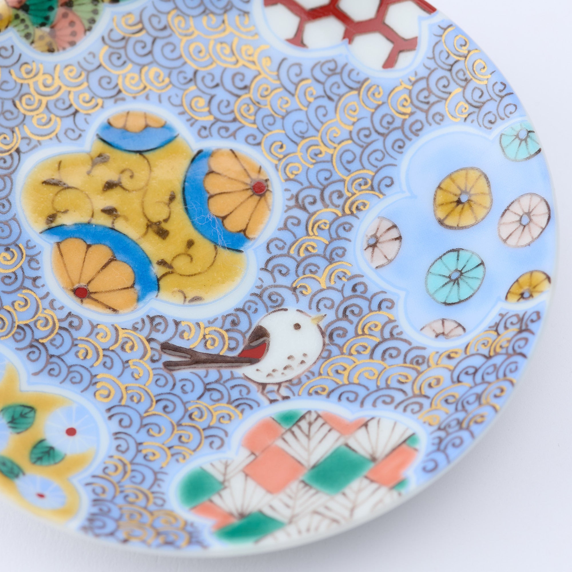 Kutani Art Floral Sauce Plate Set