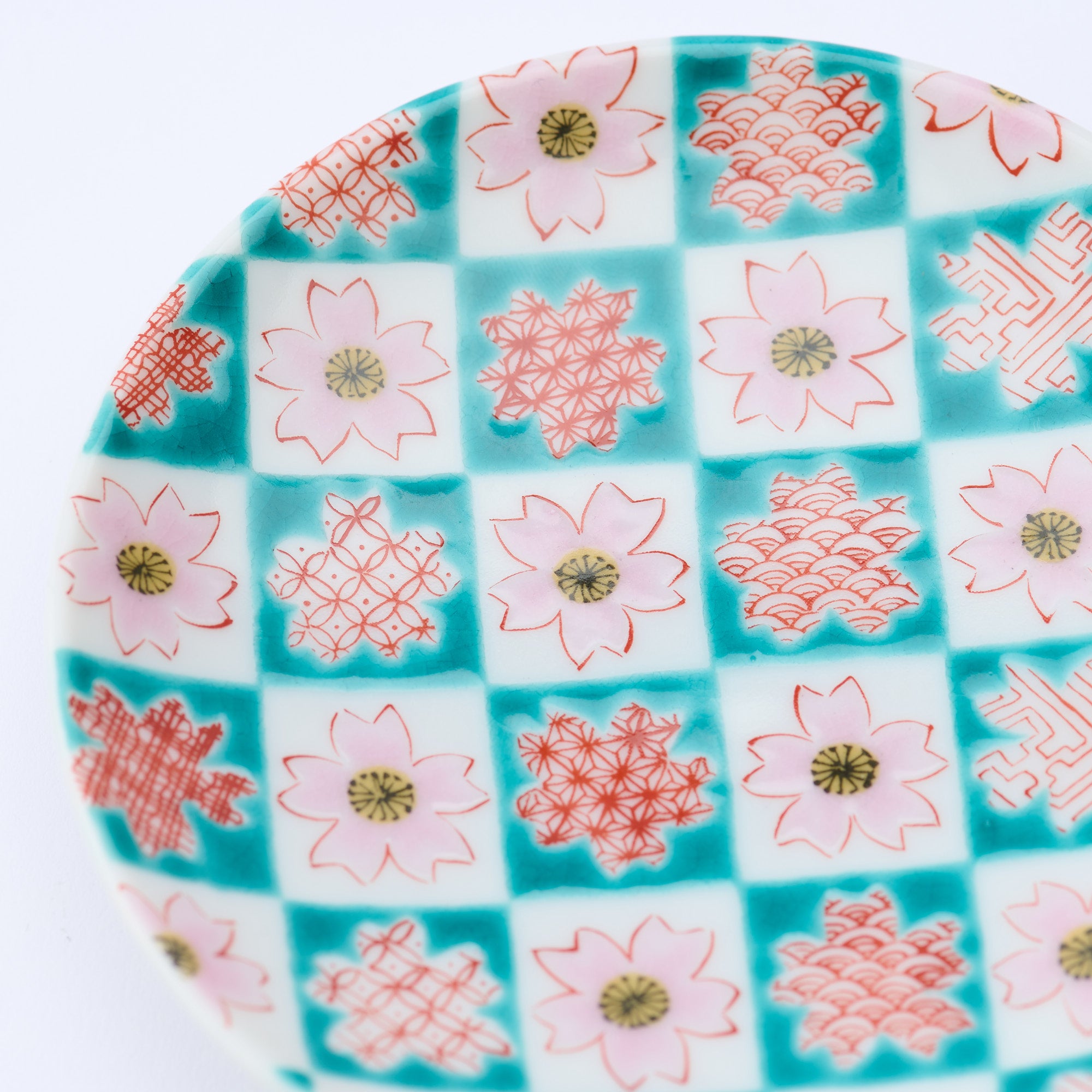 Kutani Art Floral Sauce Plate Set