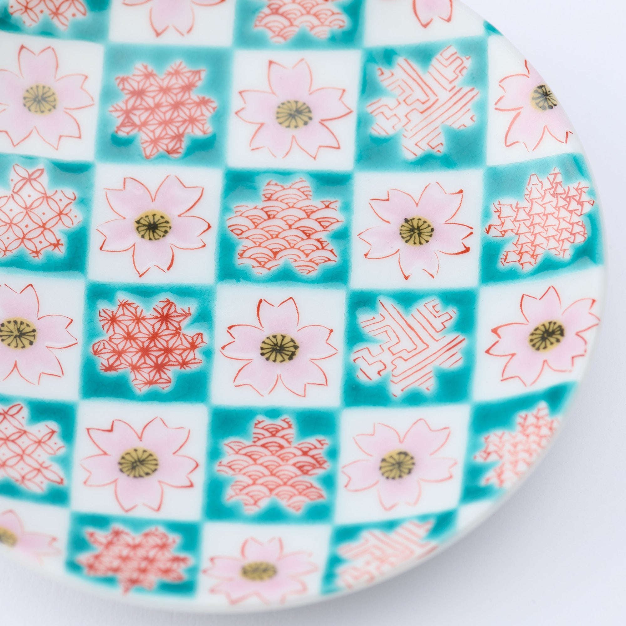 Kutani Art Floral Sauce Plate Set