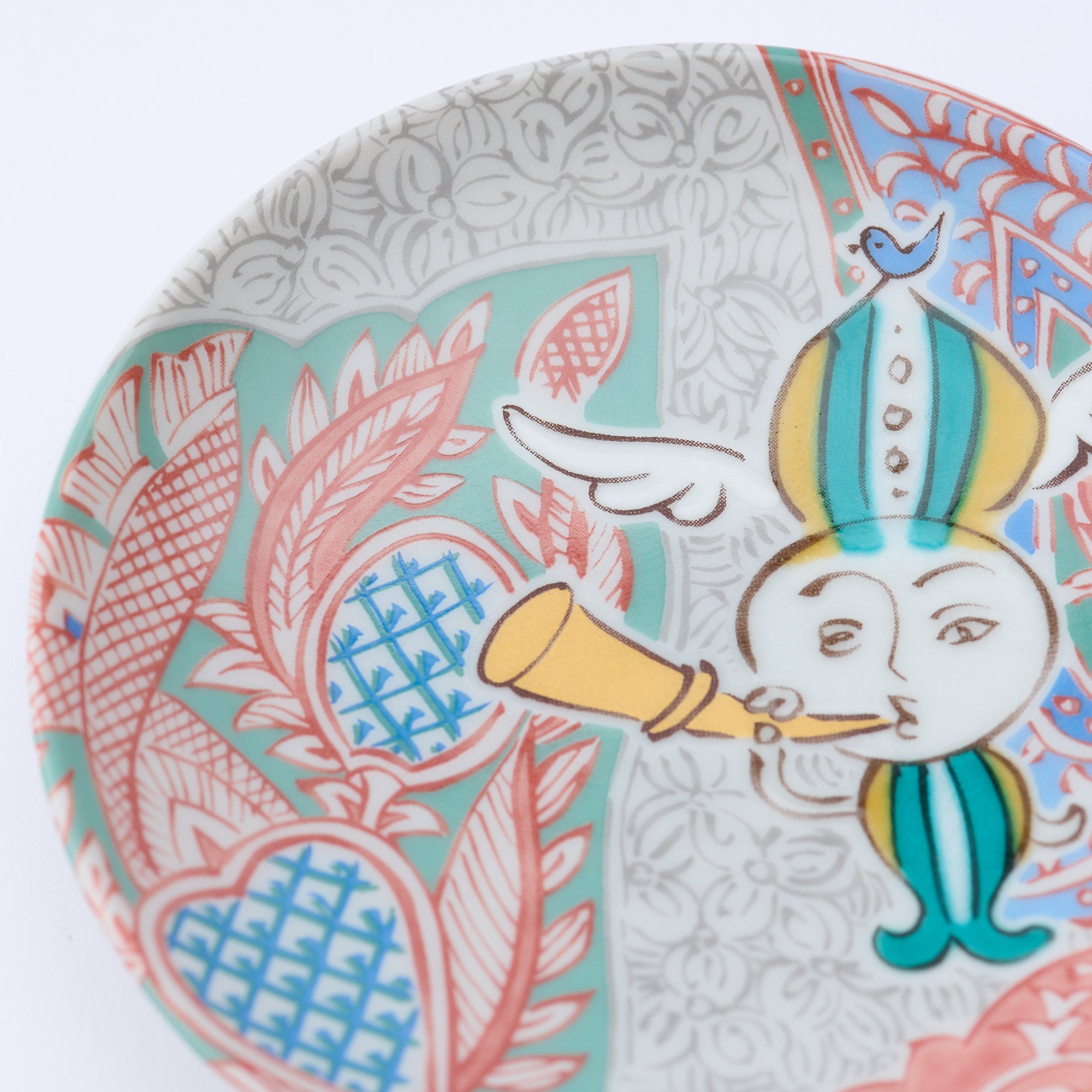 Kutani Art Auspicious Motifs Sauce Plate Set
