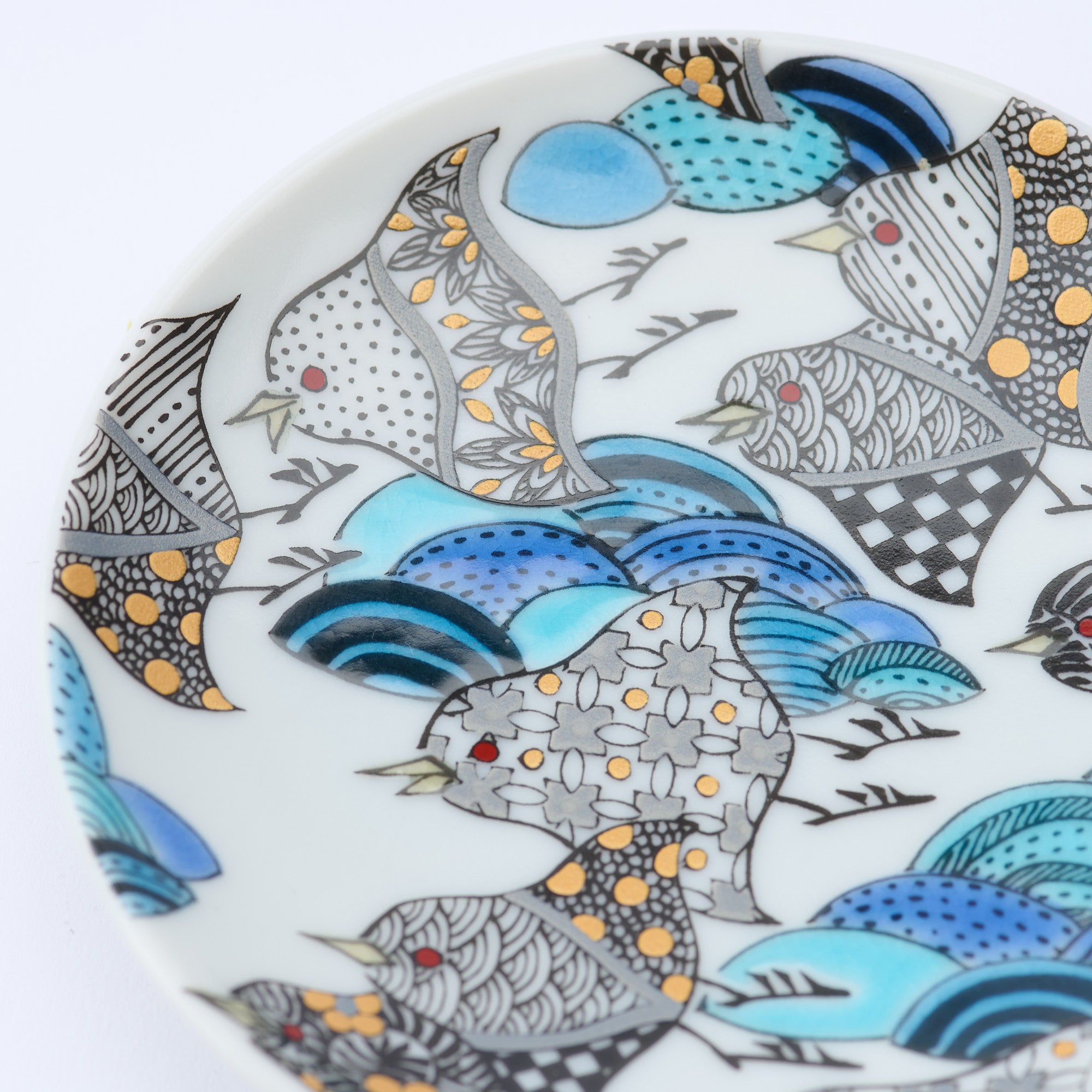 Kutani Art Auspicious Motifs Sauce Plate Set