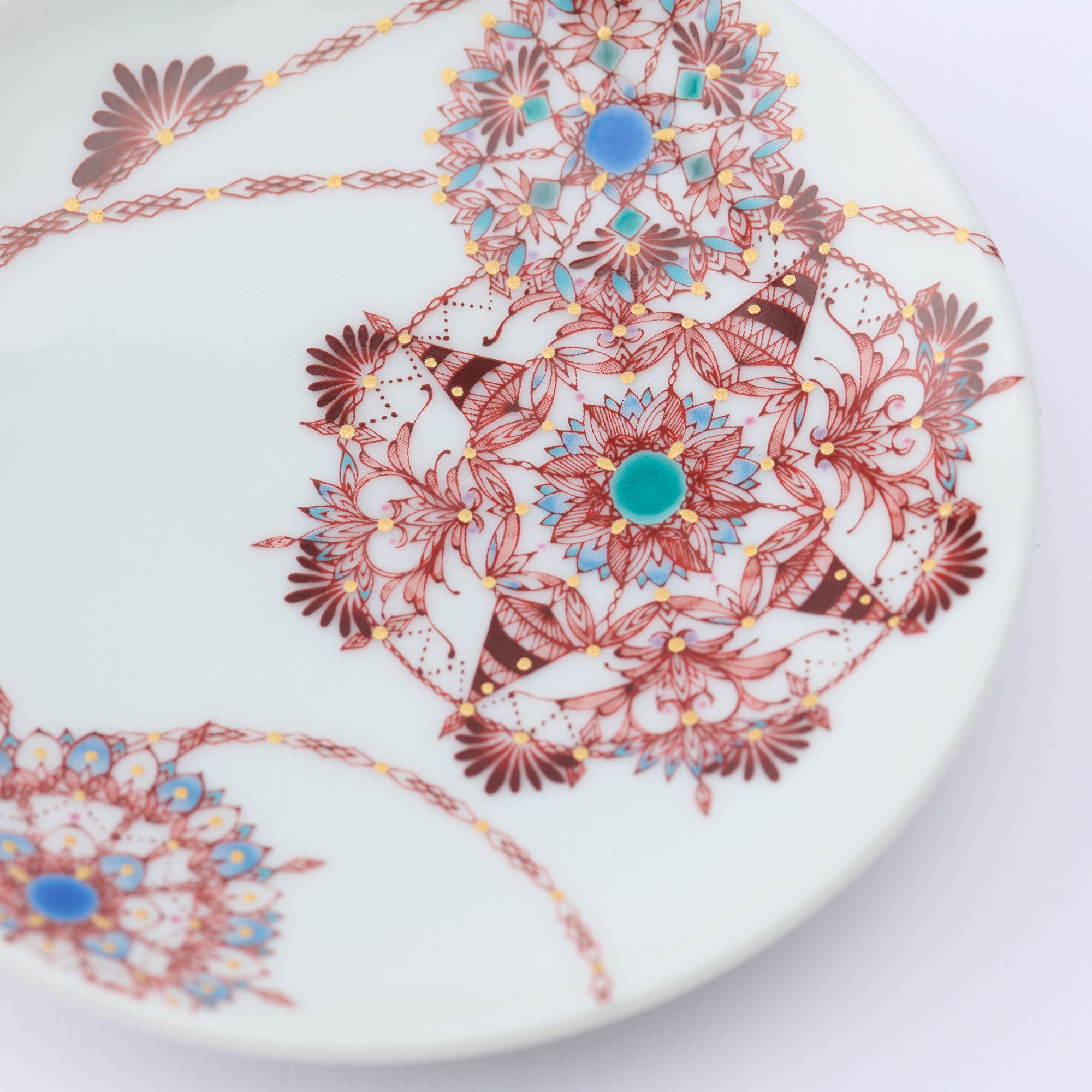Kutani Art Colorful Saibyo Sauce Plate Set