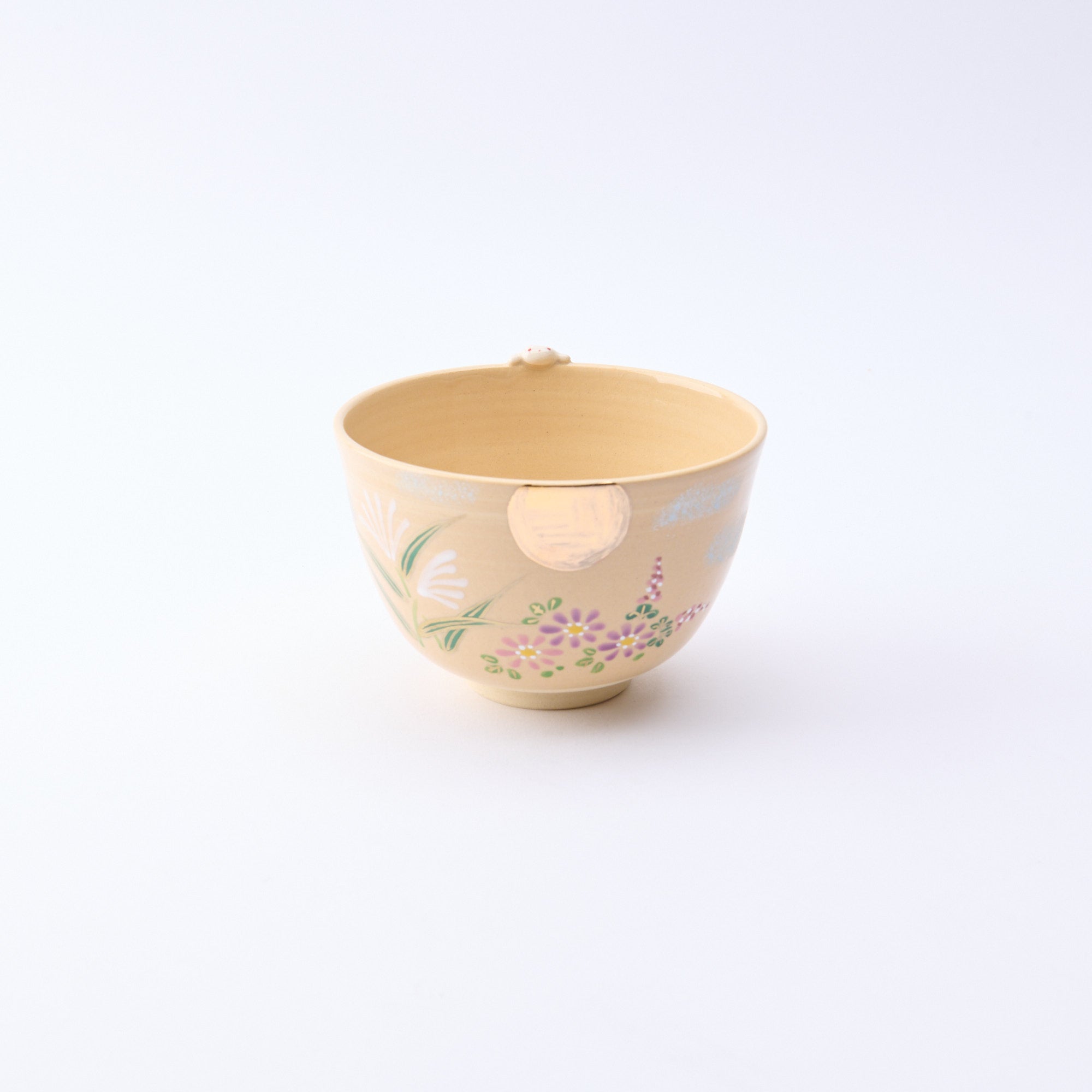 Autumn Plants and Peeking Rabbit Matcha Bowl
