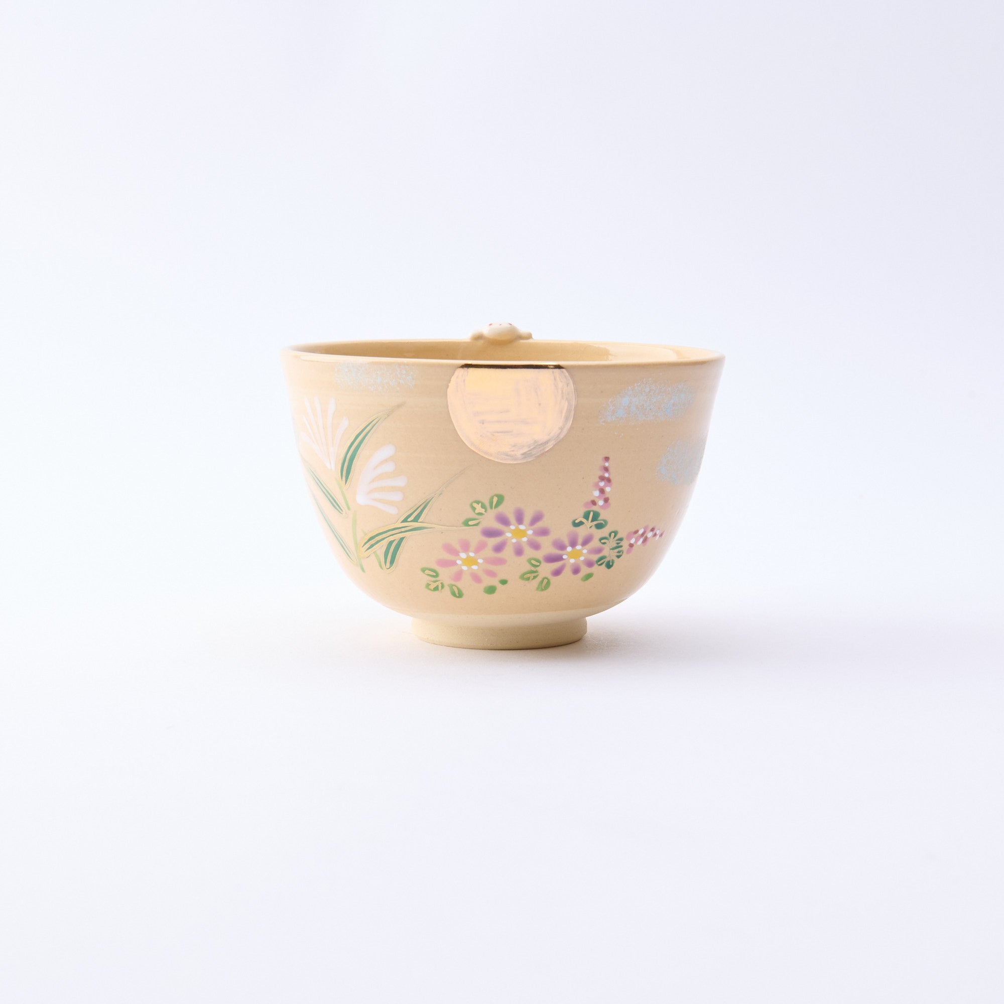 Autumn Plants and Peeking Rabbit Matcha Bowl