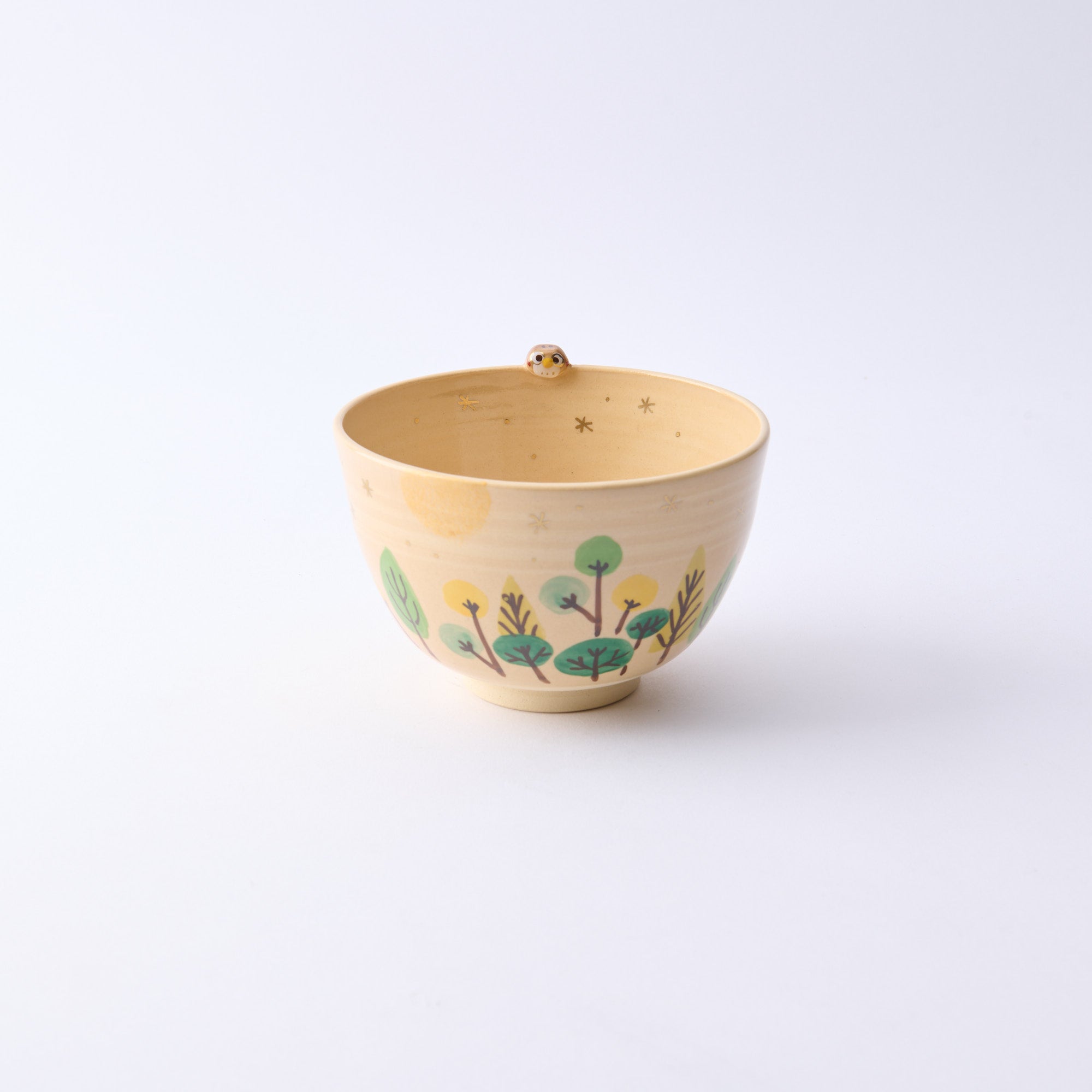 Forest and Peeking Owl Matcha Bowl