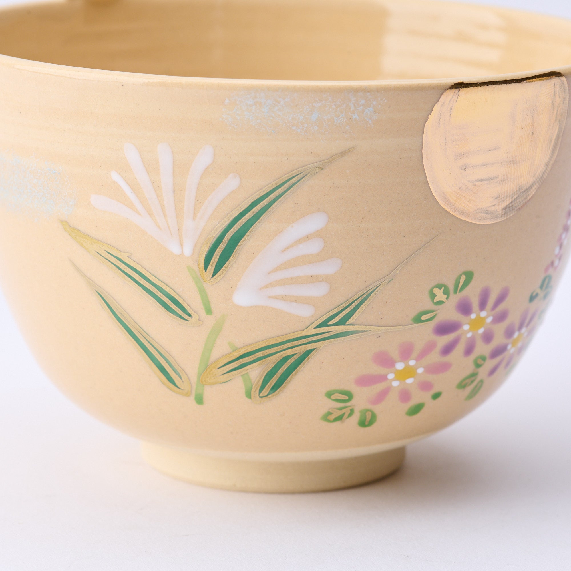 Autumn Plants and Peeking Rabbit Matcha Bowl