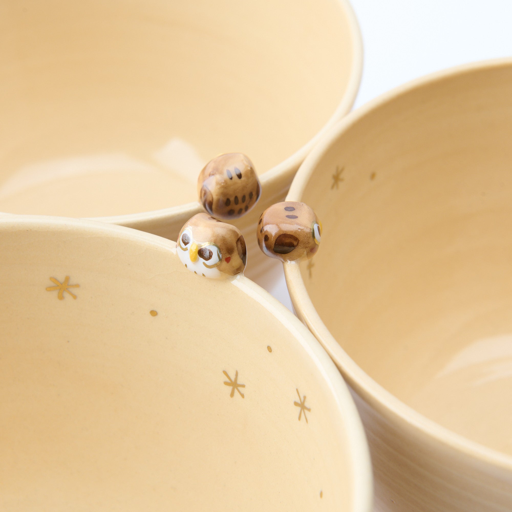 Forest and Peeking Owl Matcha Bowl