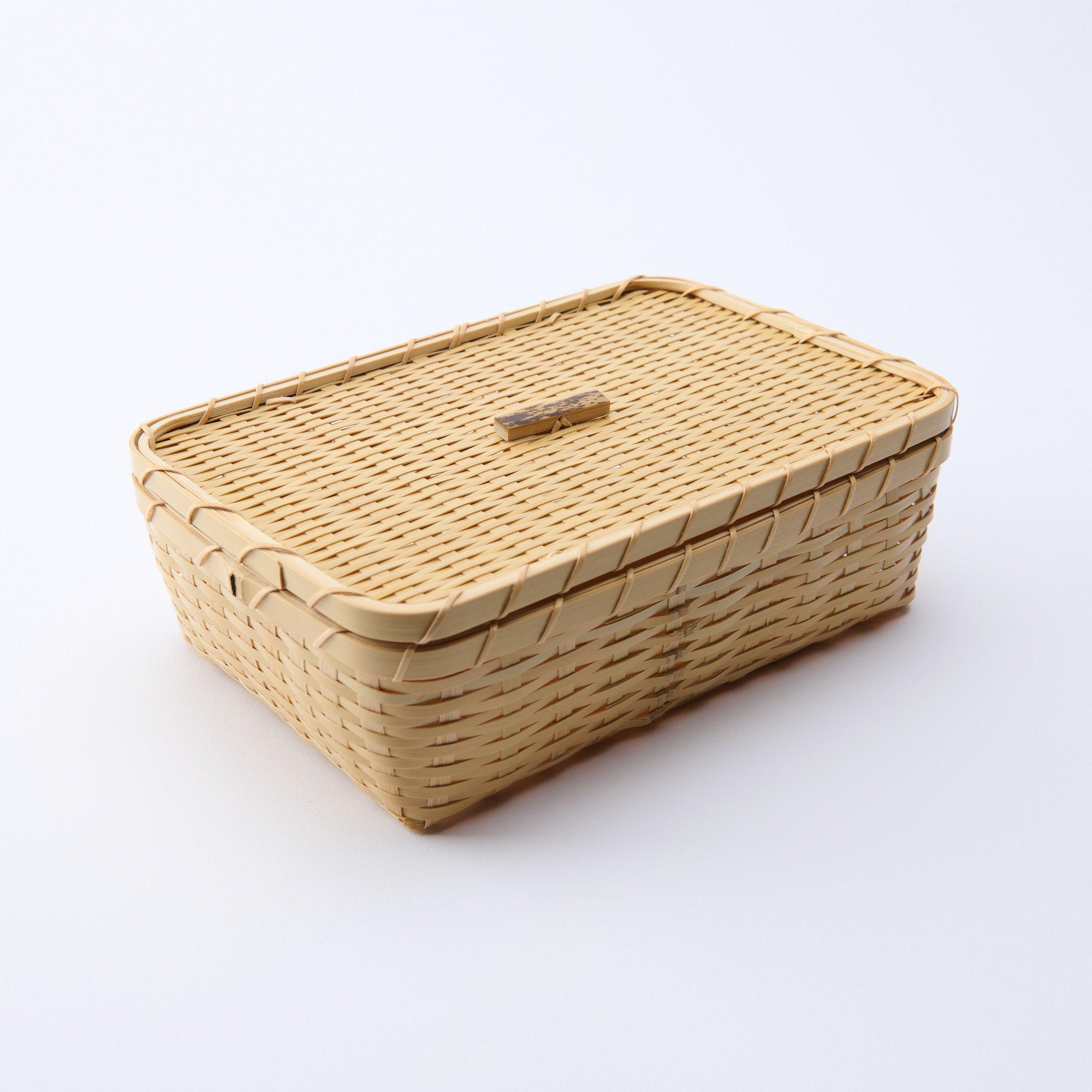 Caja bento de bambú tejido L