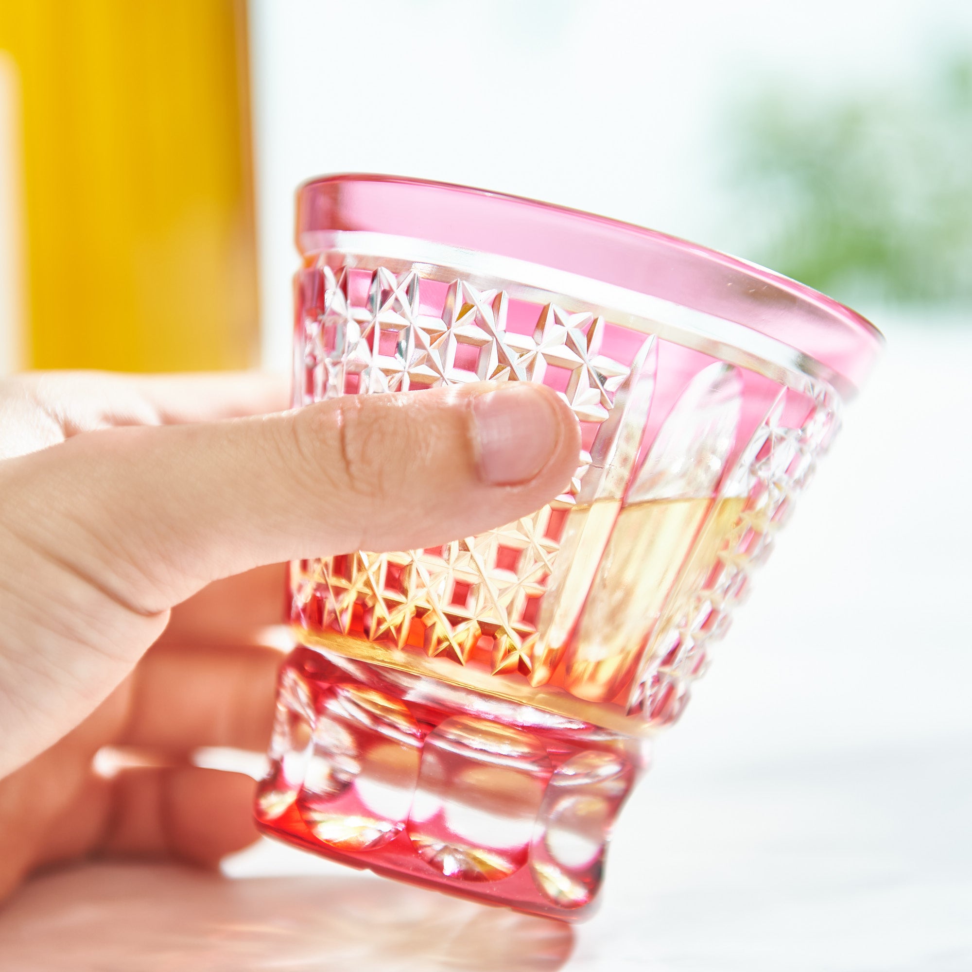 Pink Checkered Whiskey Glass