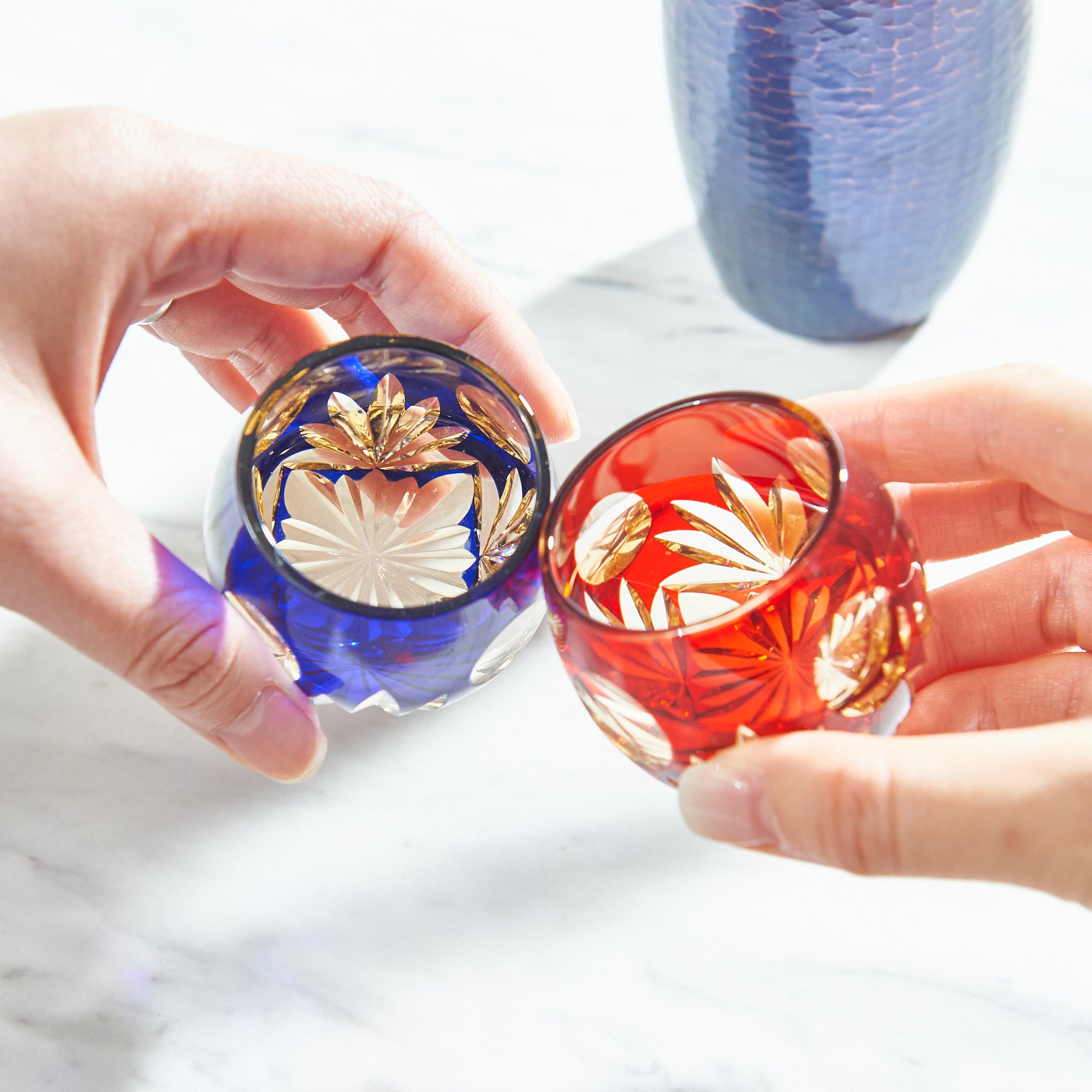 Red Hazy Moon Guinomi Sake Cup