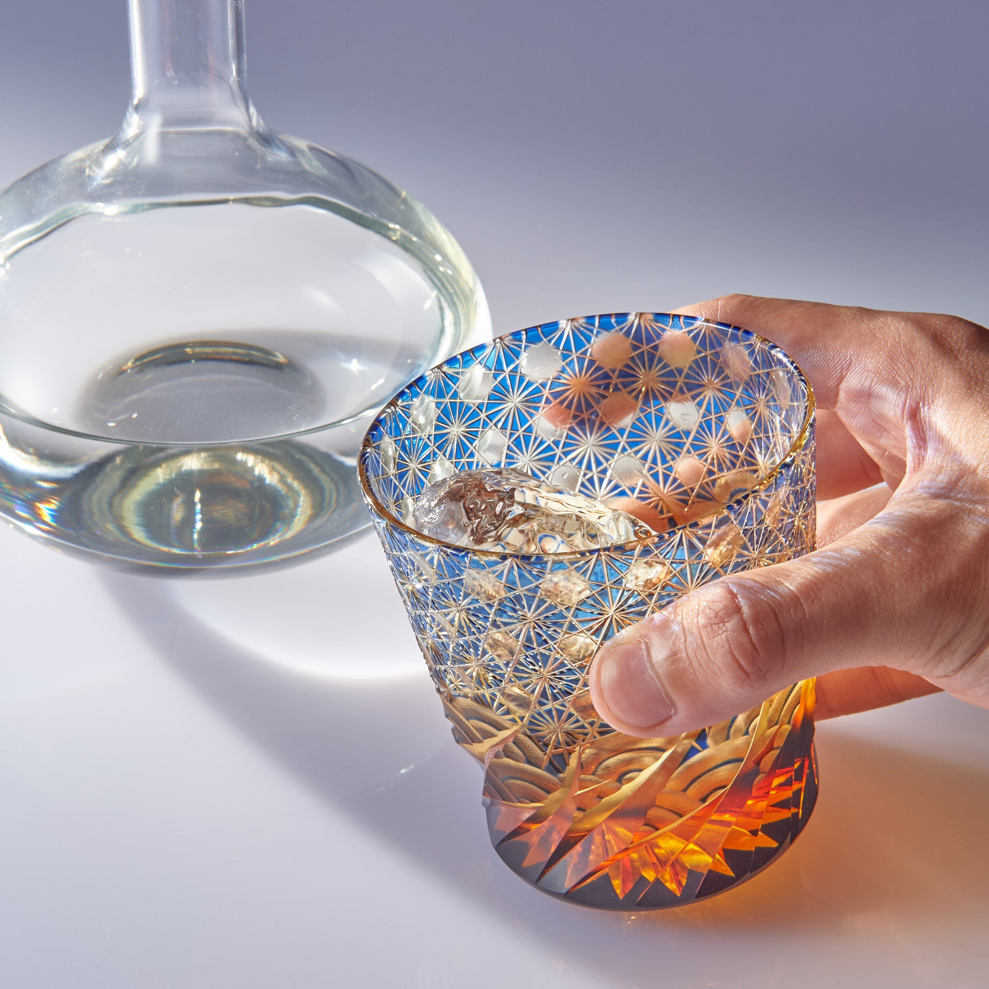 Blue Amber Waves Whiskey Glass