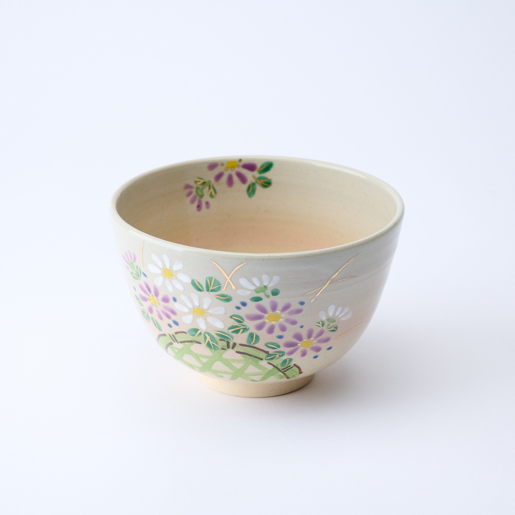 Chrysanthemums Along a Fence Matcha Bowl